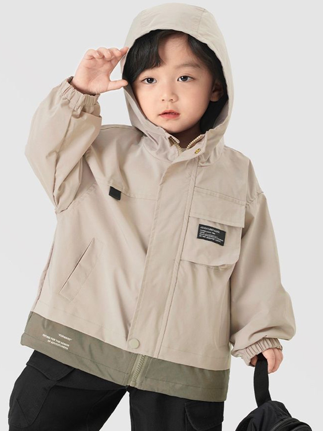 

LULU & SKY Boys Hooded Solid Casual Bomber Jacket, Khaki