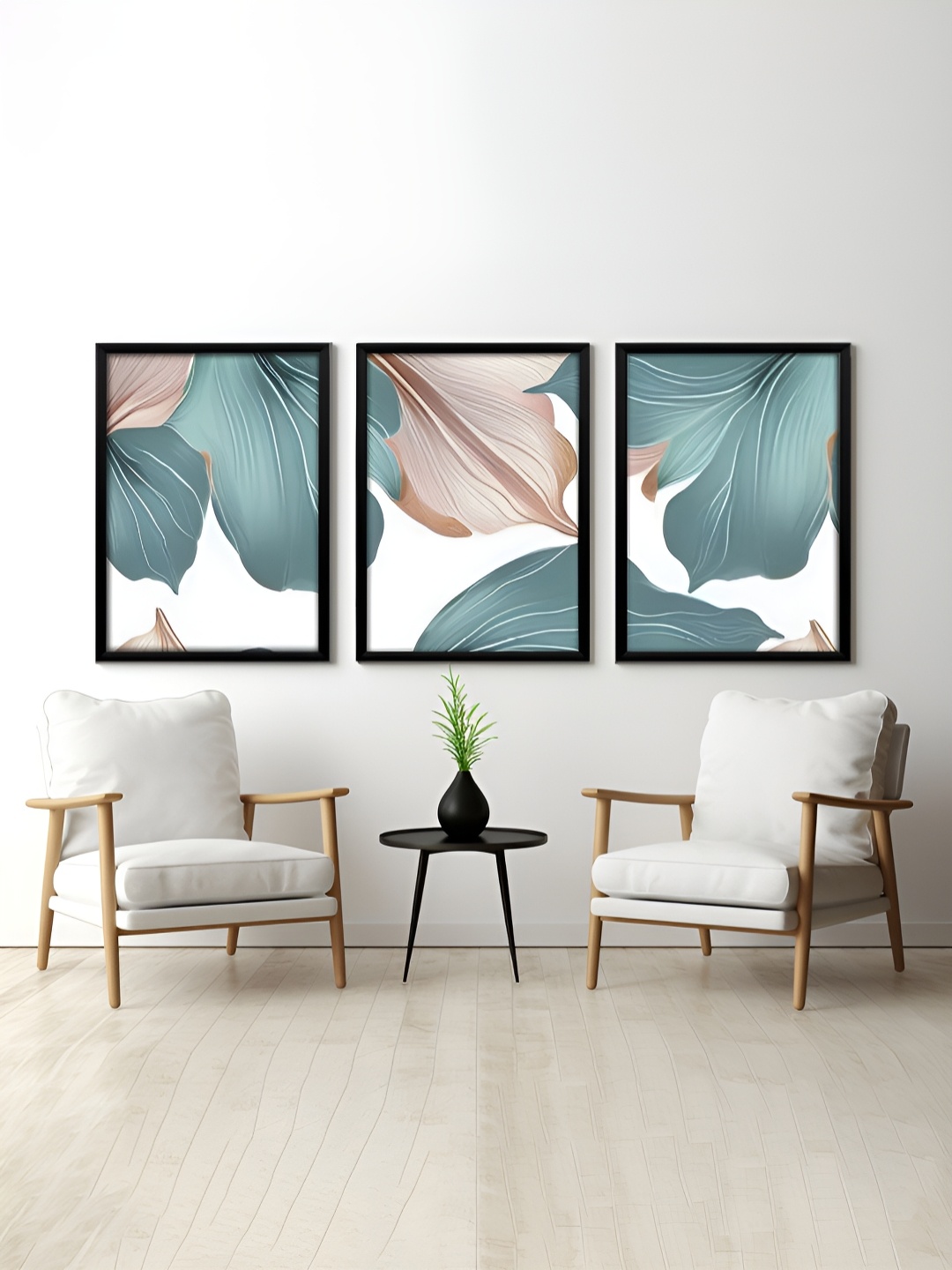 

RANDOM White & Green 3 Pieces Floral Printed Painting Wall Art