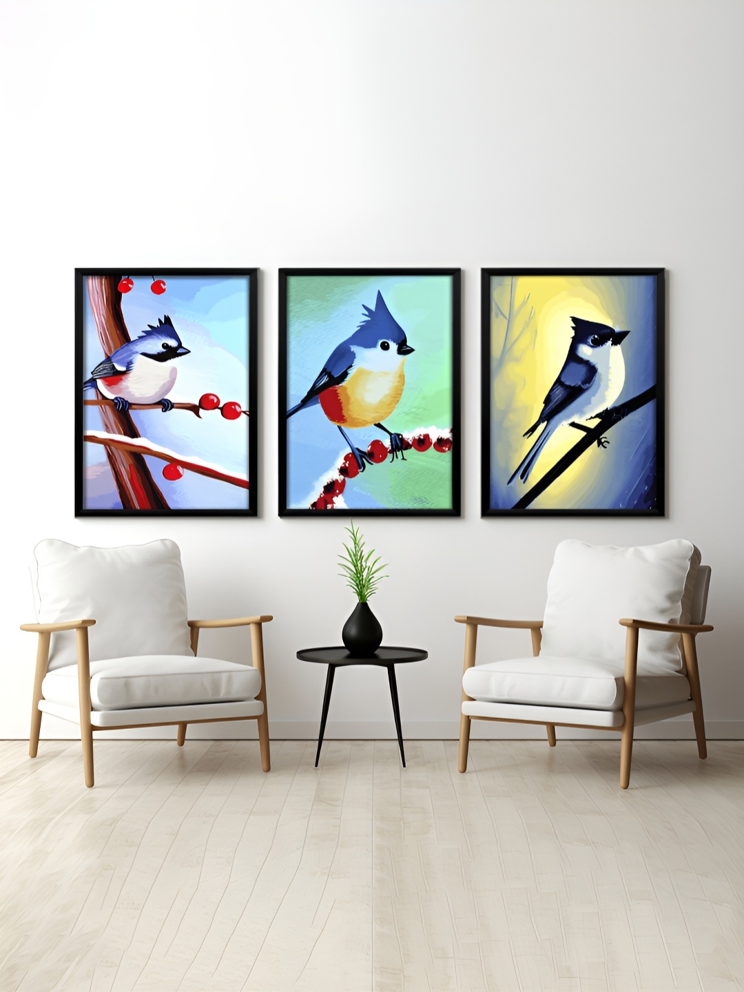 

RANDOM Blue & Green 3 Pieces Birds Printed Painting Wall Art
