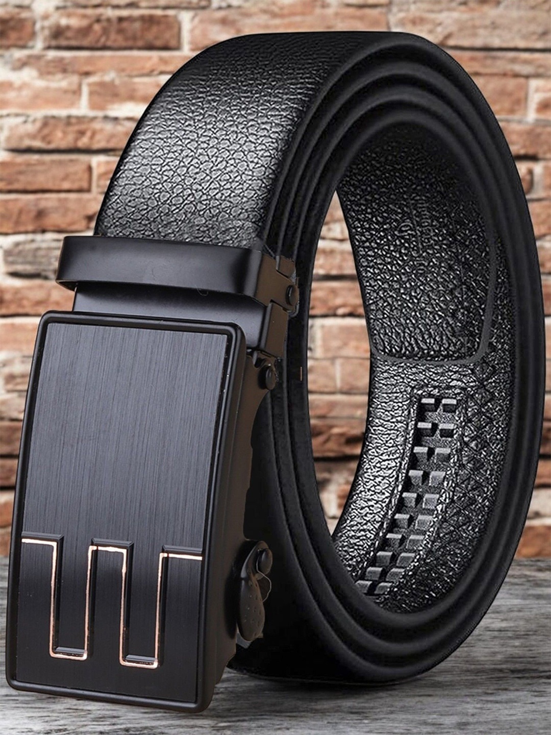 

Provogue Men Leather Textured Belt, Black