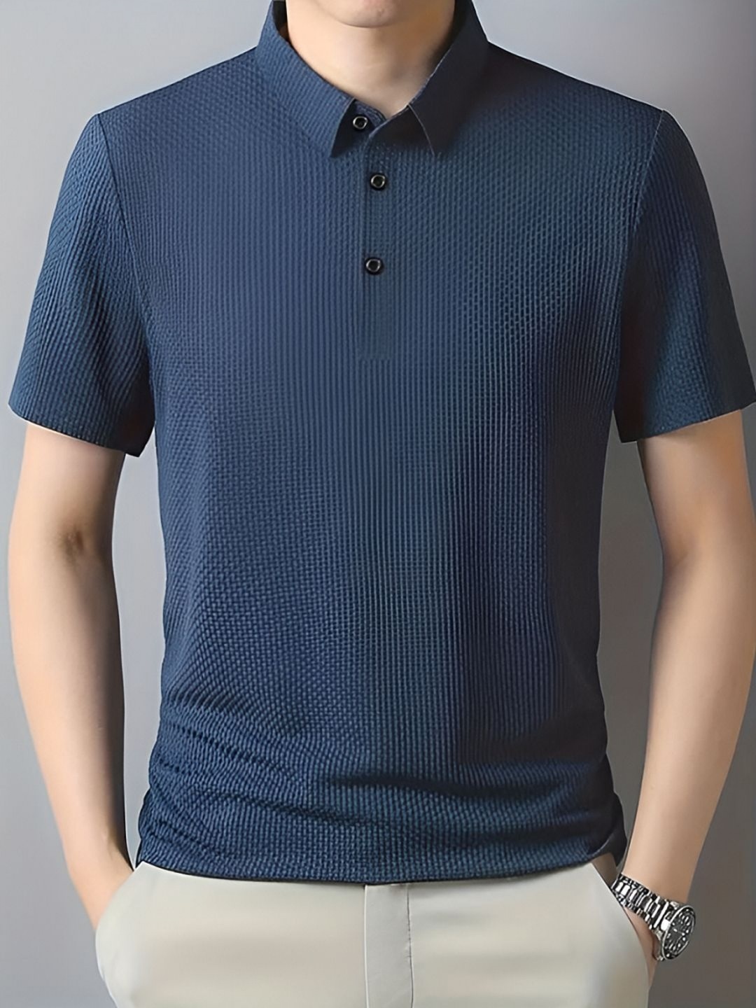 

Trillmixa Men Polo Collar T-shirt, Blue