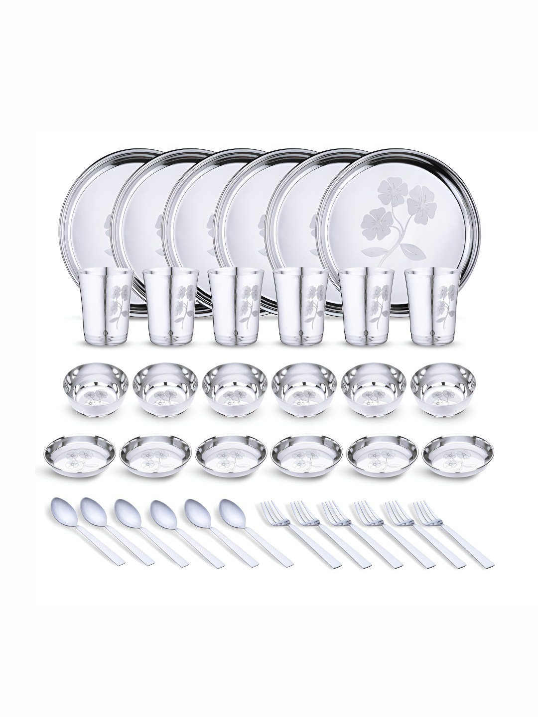 

LIMETRO STEEL Steel 36 Pieces Printed Stainless Steel Dinner Set