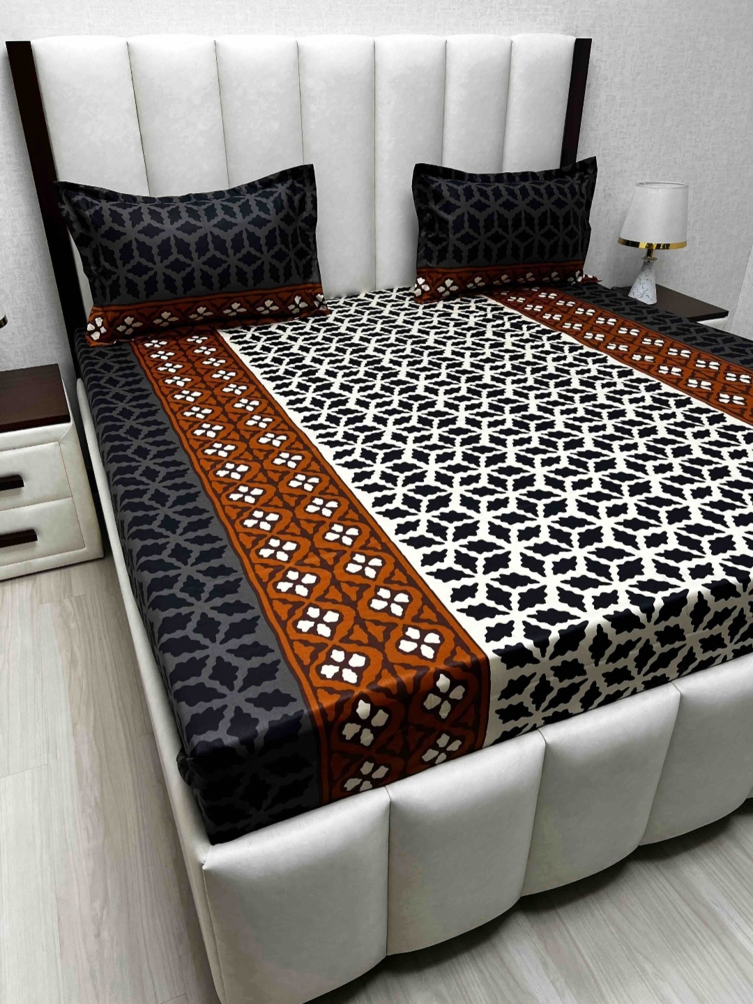 

Pure Decor Passion Fur 330 TC Pure Cotton Queen Bedsheet-2.28 m x 2.54 m, Brown