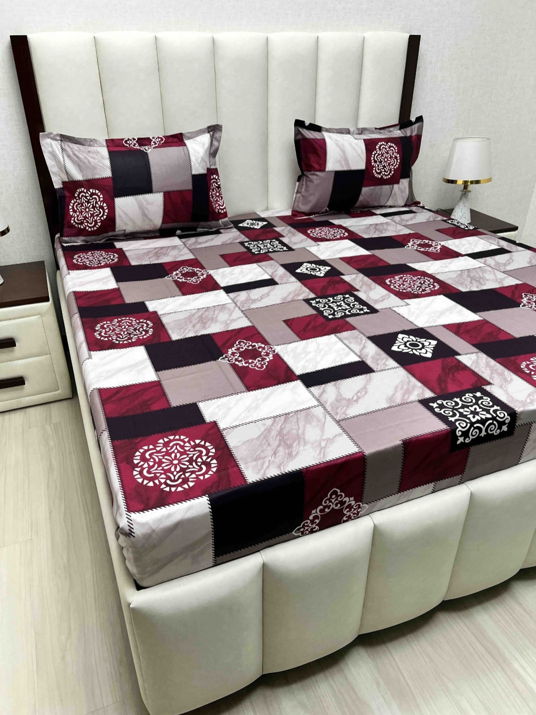 

Pure Decor Passion Fur Ethnic Motifs 330 TC Pure Cotton Queen Bedsheet-2.28 m x 2.54 m, Purple