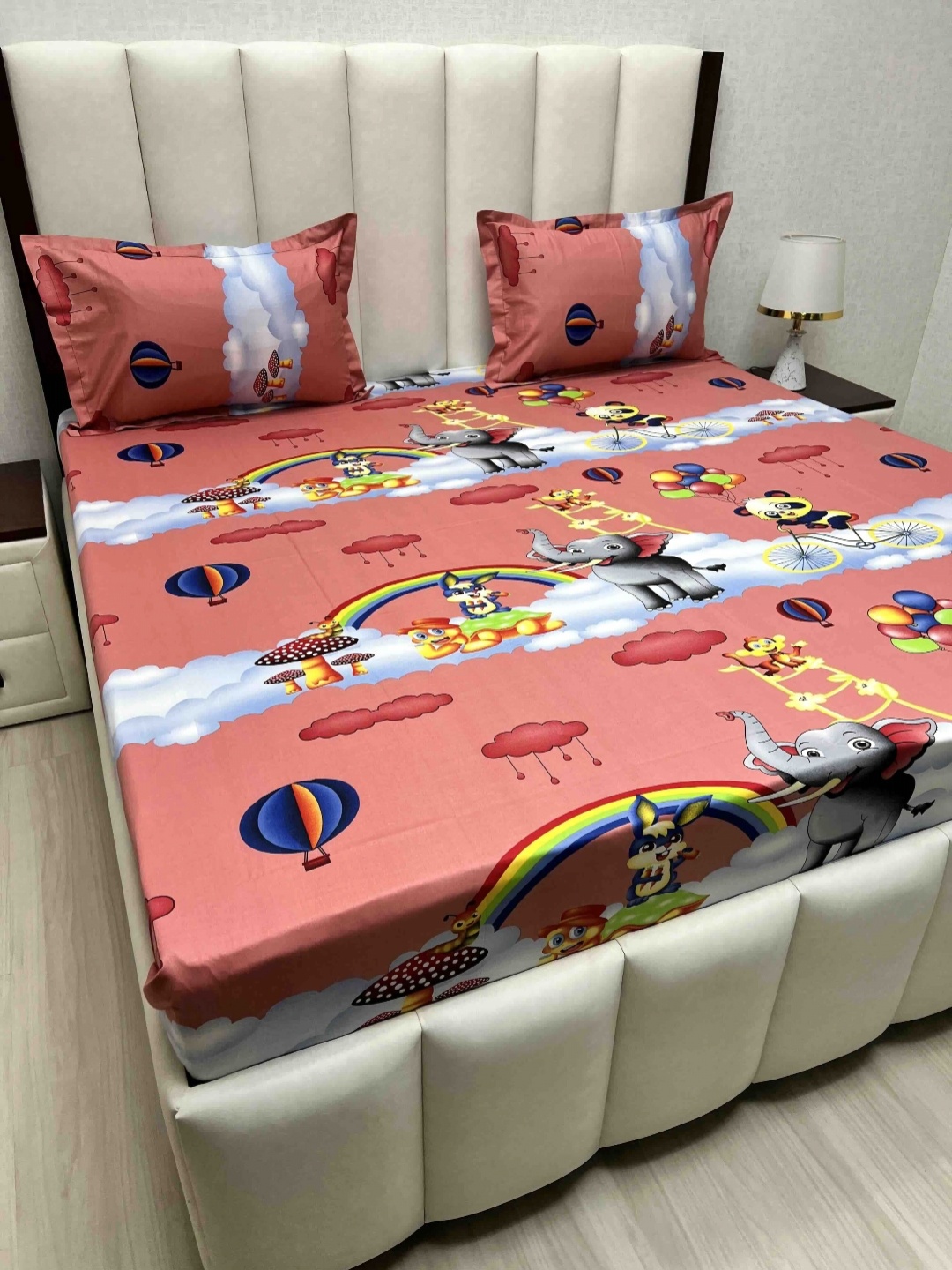 

Pure Decor Passion Fur 330 TC Pure Cotton Queen Bedsheet-2.28 m x 2.54 m, Pink