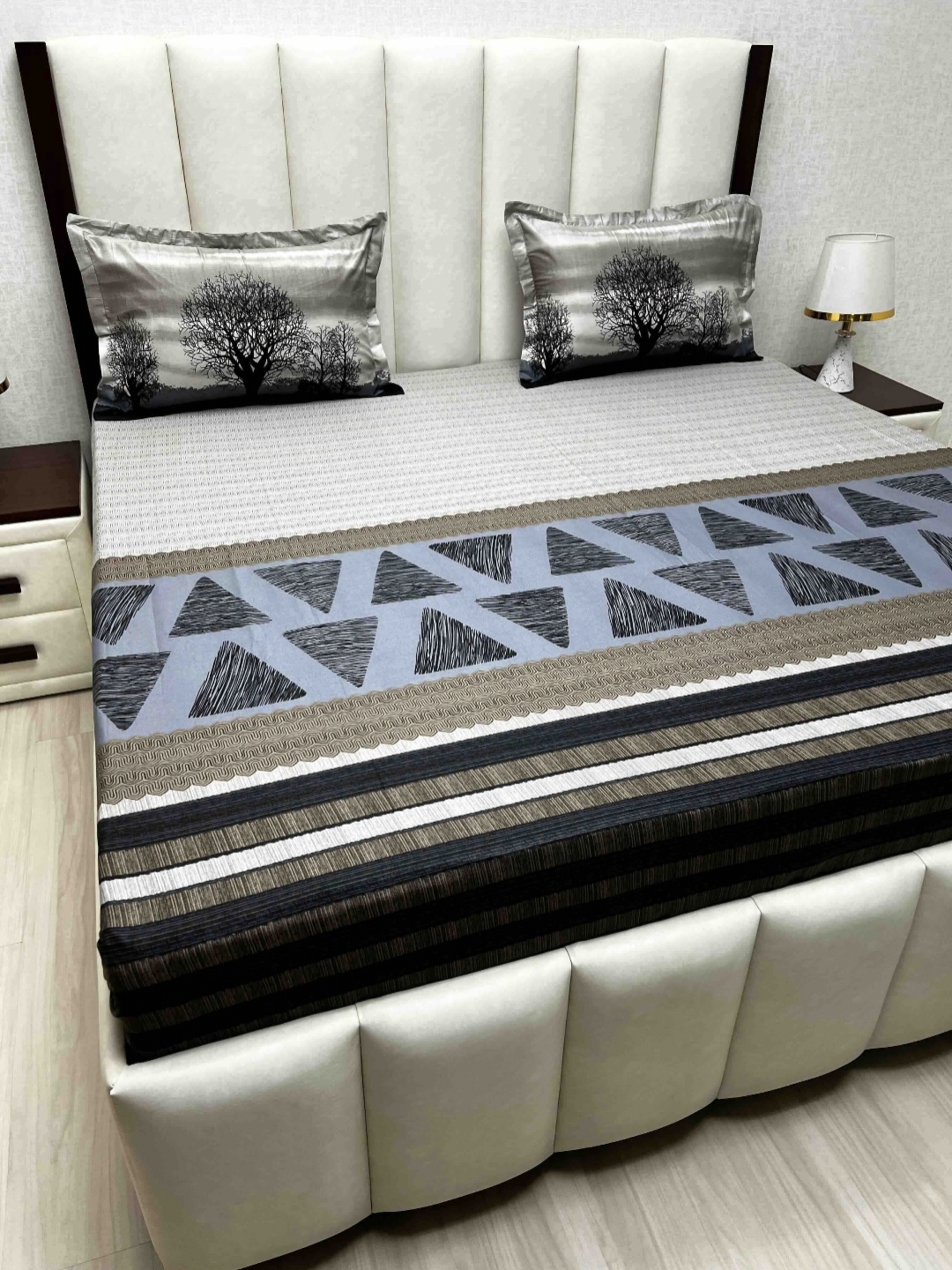 

Pure Decor Royal Lifestyle 400 TC Pure Cotton King Bedsheet Set-2.74 m x 2.74 m, Grey