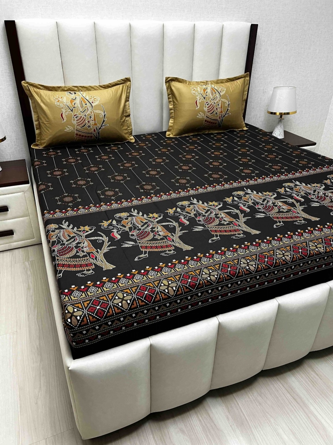 

Pure Decor Royal Lifestyle 400 TC Pure Cotton King Bedsheet Set-2.74 m x 2.74 m, Brown