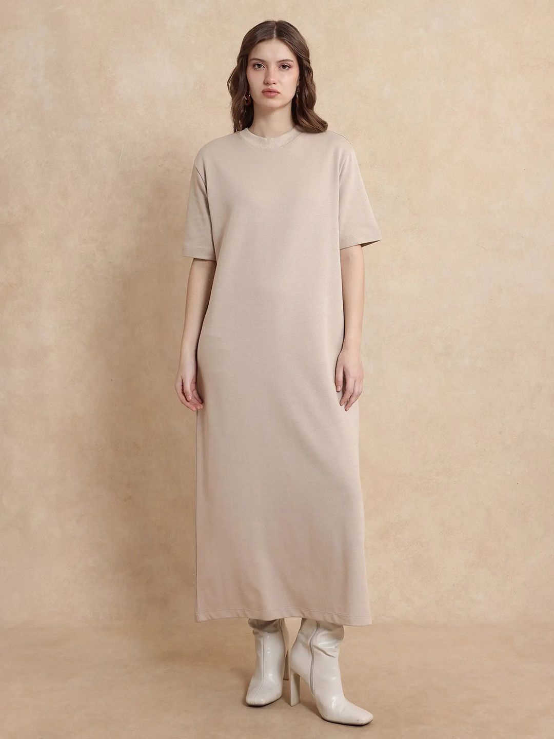 

RAREISM Women Afrinca Primary Beige T-shirt Maxi Dress