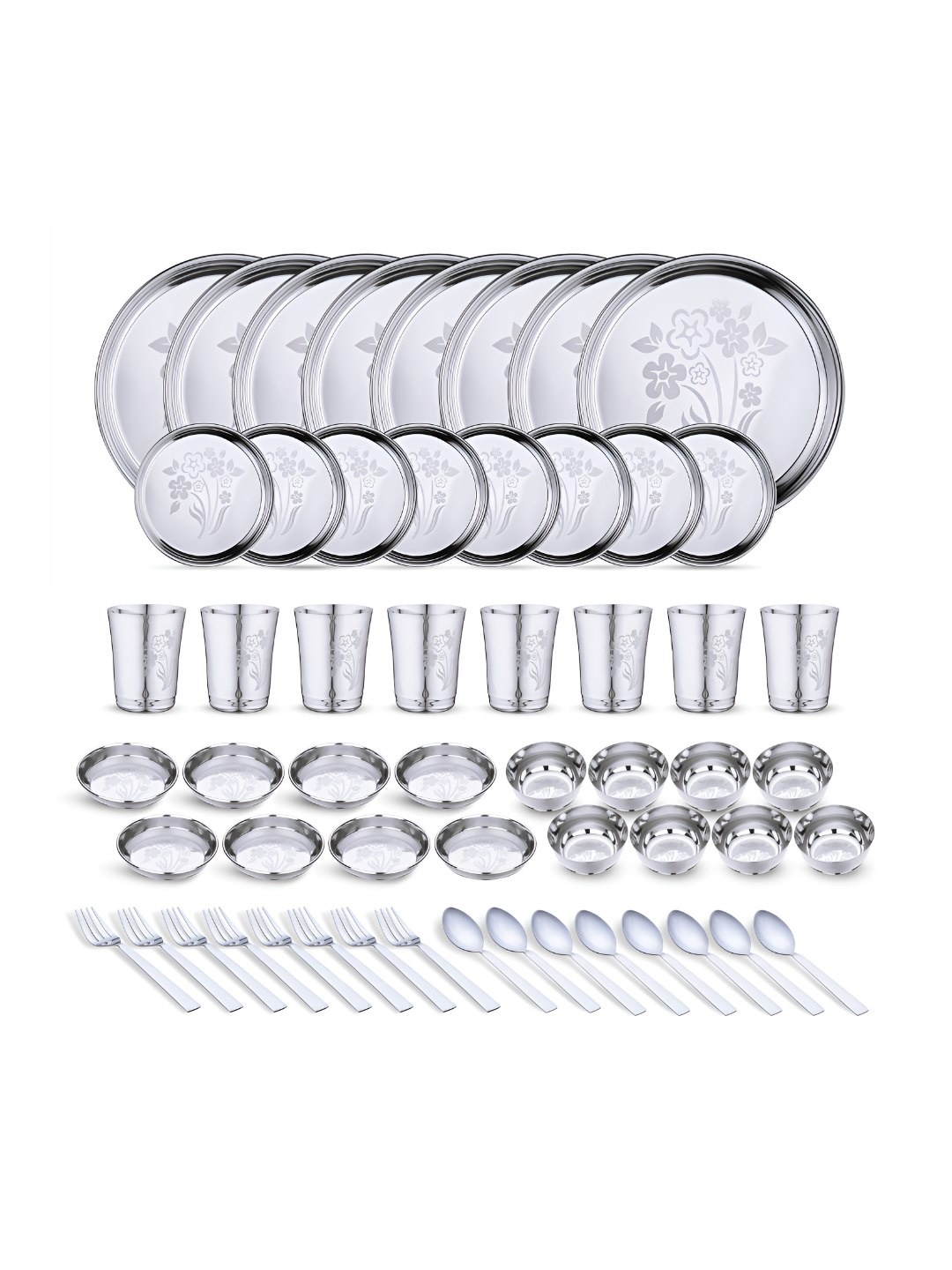 

LIMETRO STEEL Steel 50 Pieces Printed Stainless Steel Dinner Set of