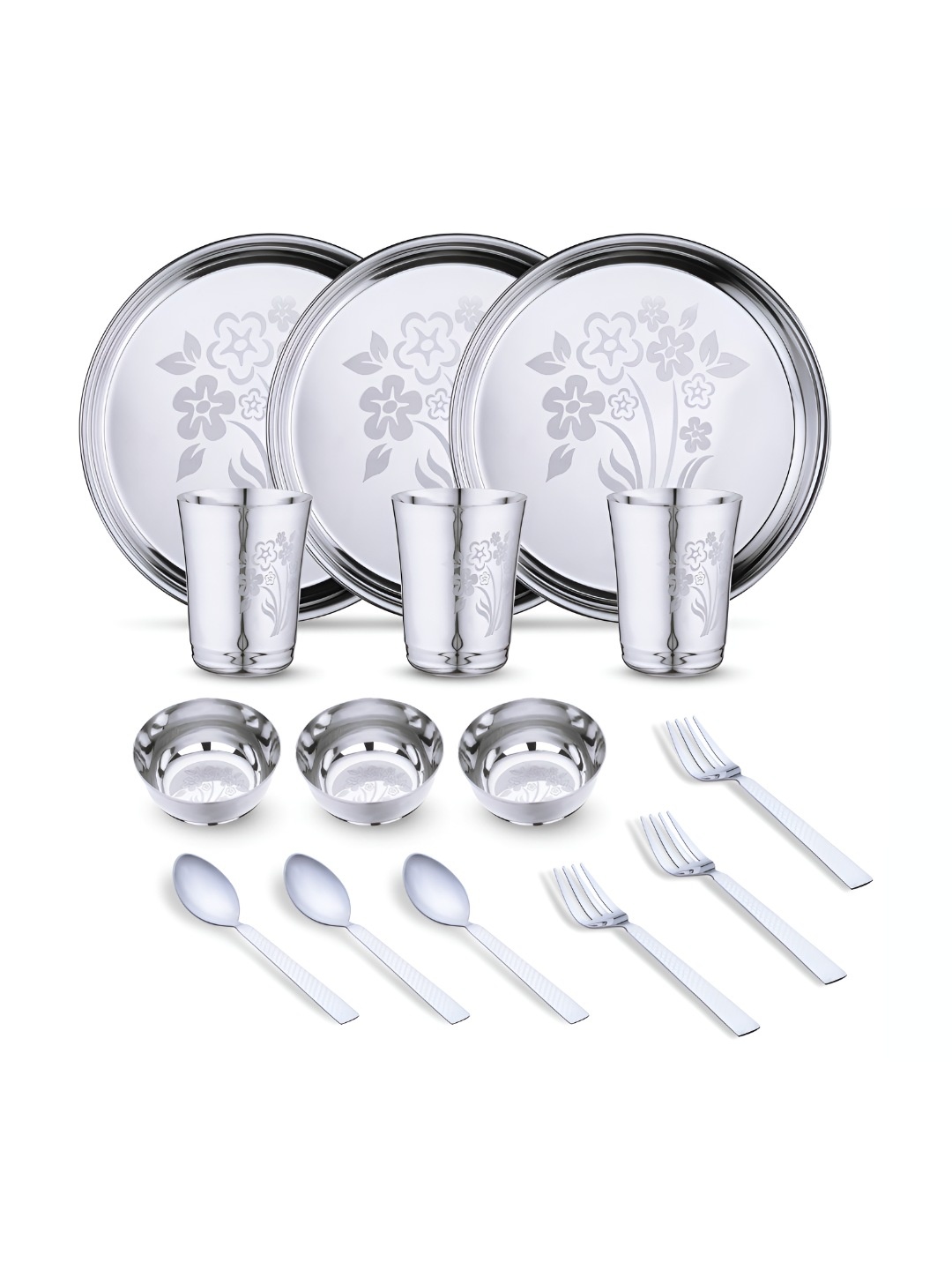 

LIMETRO STEEL Steel 15 Pieces Printed Stainless Steel Dinner Set