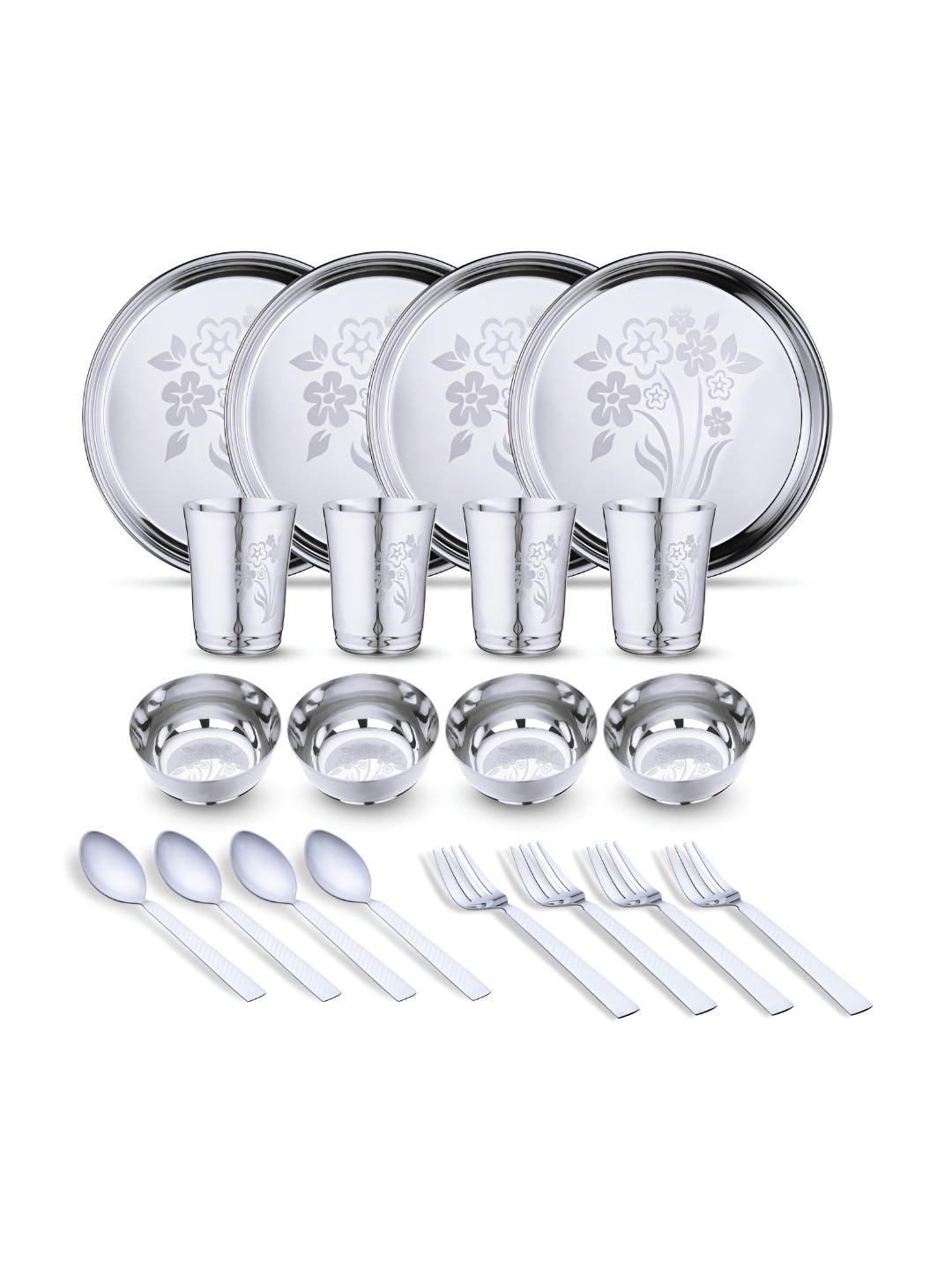 

LIMETRO STEEL Steel 20 Pieces Printed Stainless Steel Dinner Set of