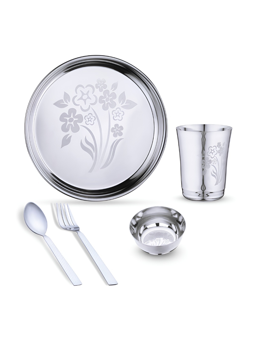 

LIMETRO STEEL Steel 5 Pieces Printed Stainless Steel Dinner Set