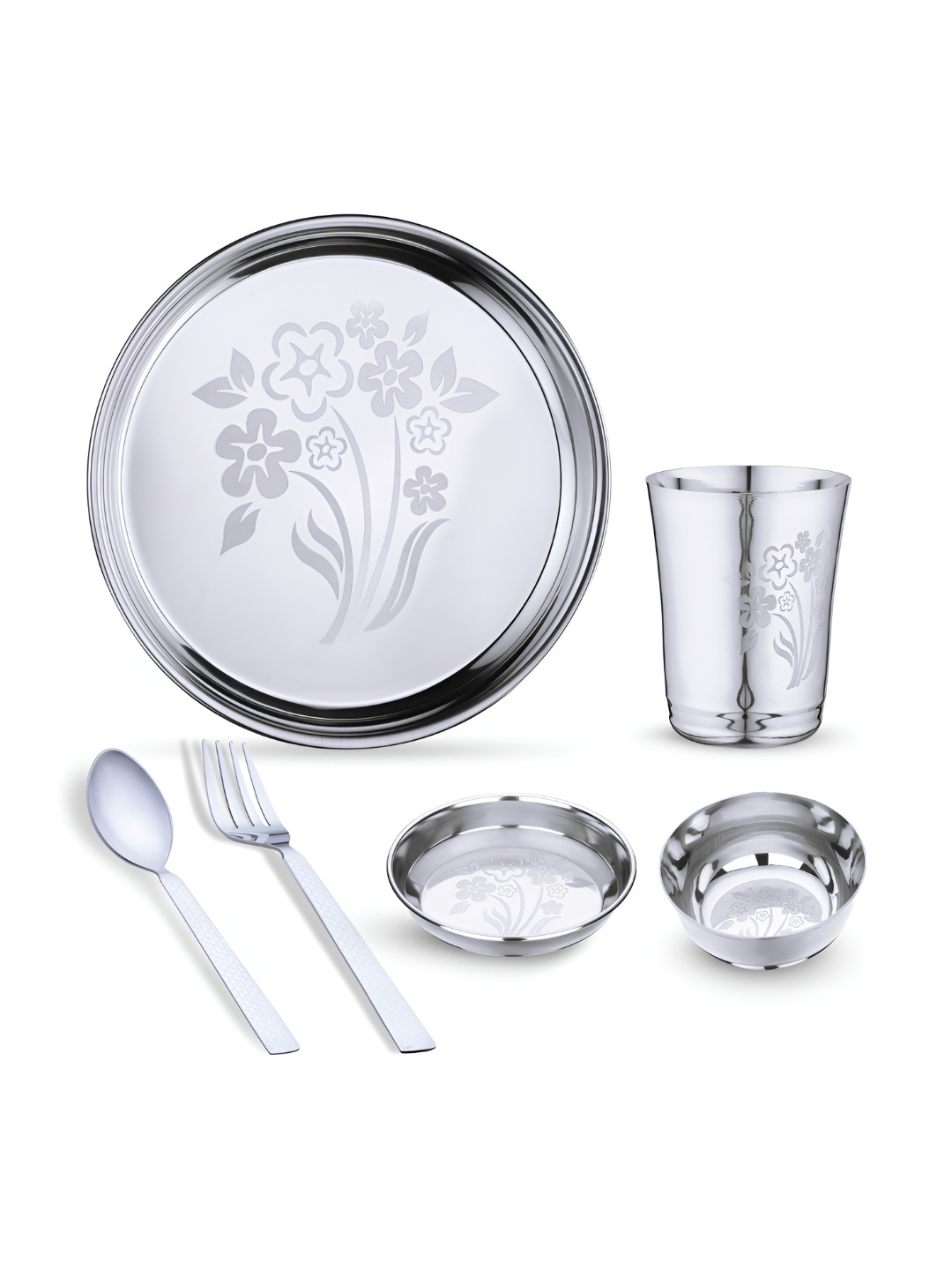 

LIMETRO STEEL Steel 6 Pieces Printed Stainless Steel Dinner Set