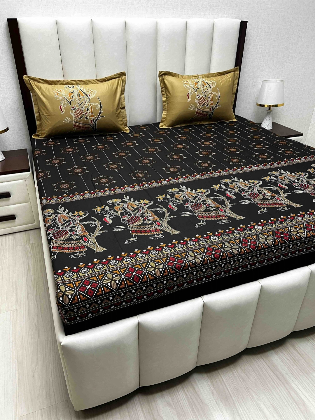 

Pure Decor Royal Lifestyle 380 TC Pure Cotton King Bedsheet Set-2.74 m x 2.74 m, Brown