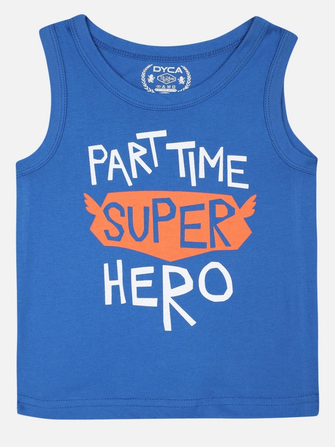 

DYCA Boys Typography Printed Round Neck Cotton T-shirt, Blue