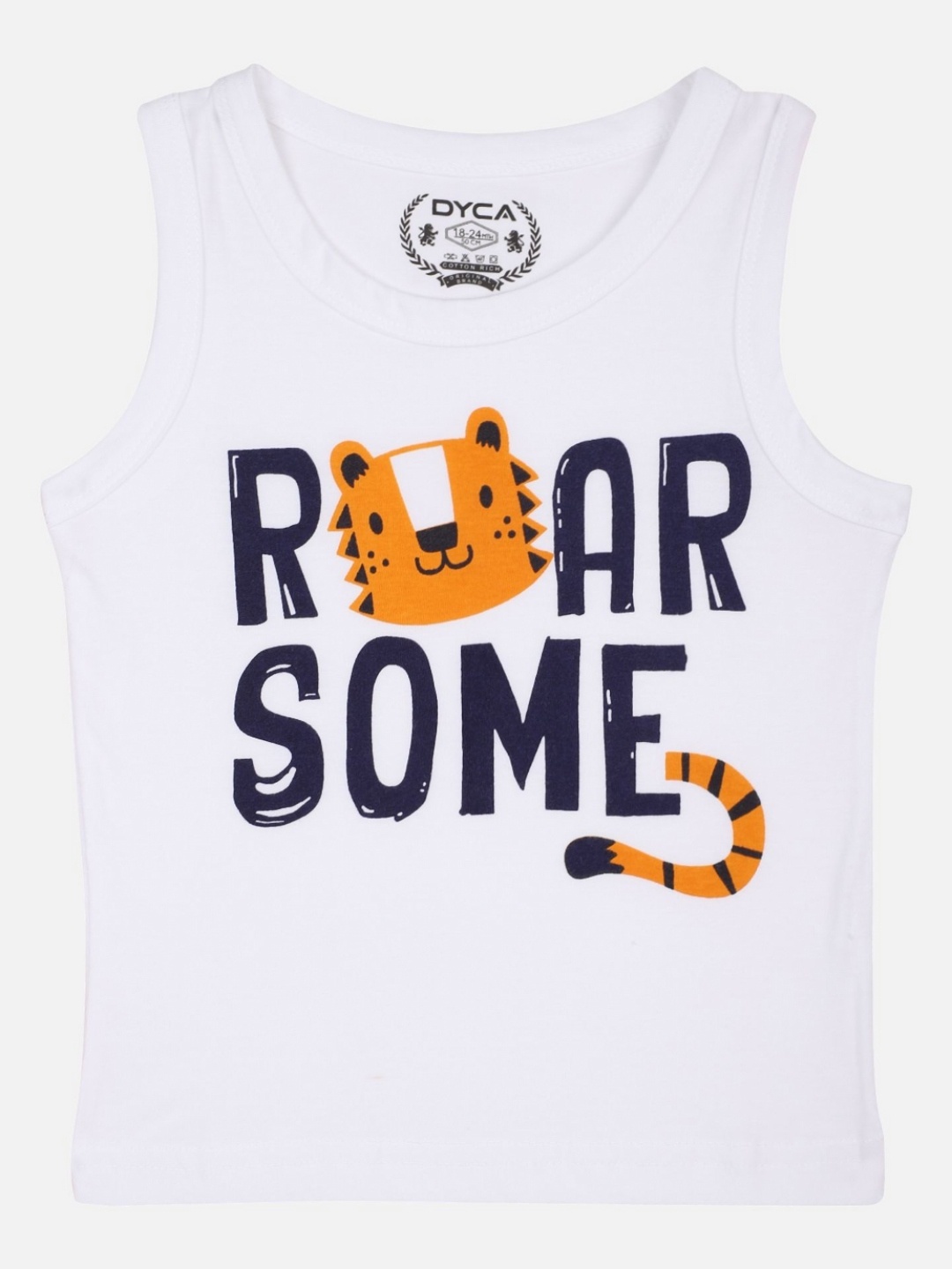 

DYCA Boys Typography Printed Round Neck Cotton T-shirt, White