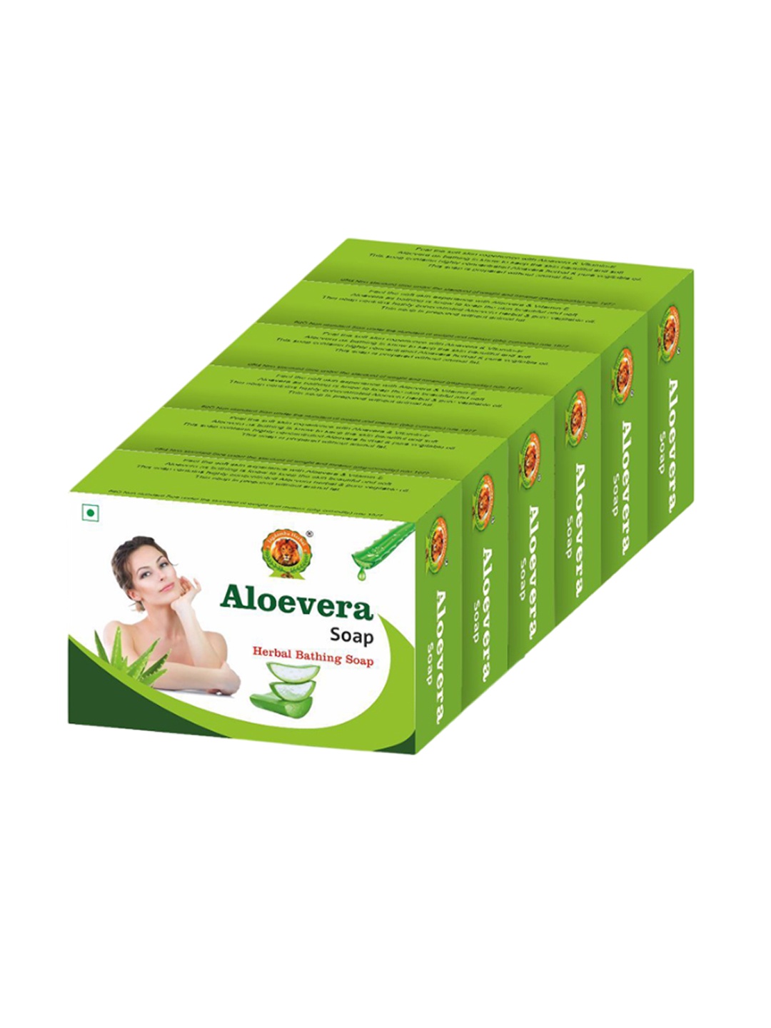 

Jagdamba Herbal Set Of 6 Aloe Vera Bathing Soap - 75 g Each, Green