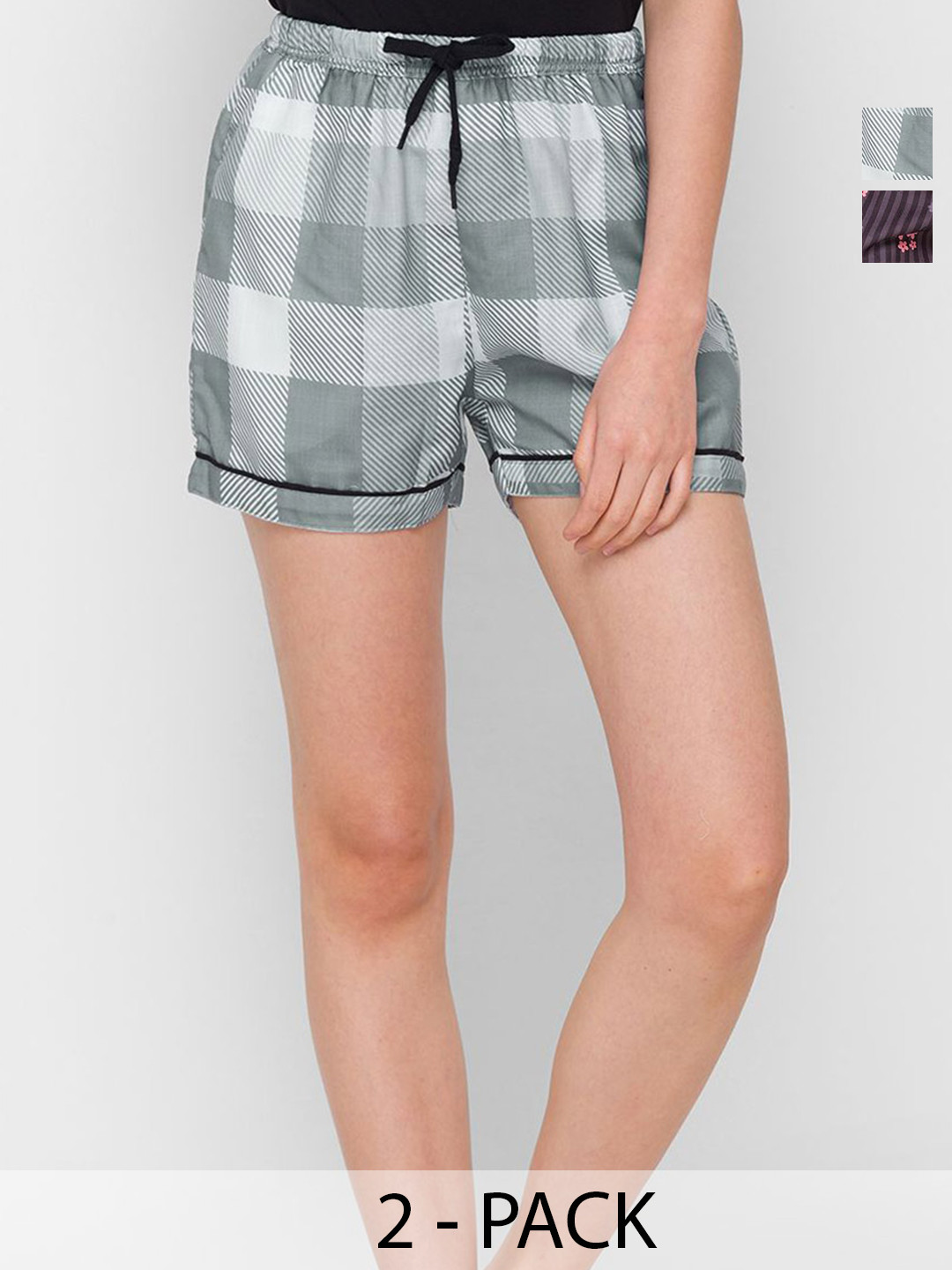 

NOIRA Women 2Pcs Printed Lounge Shorts, Grey