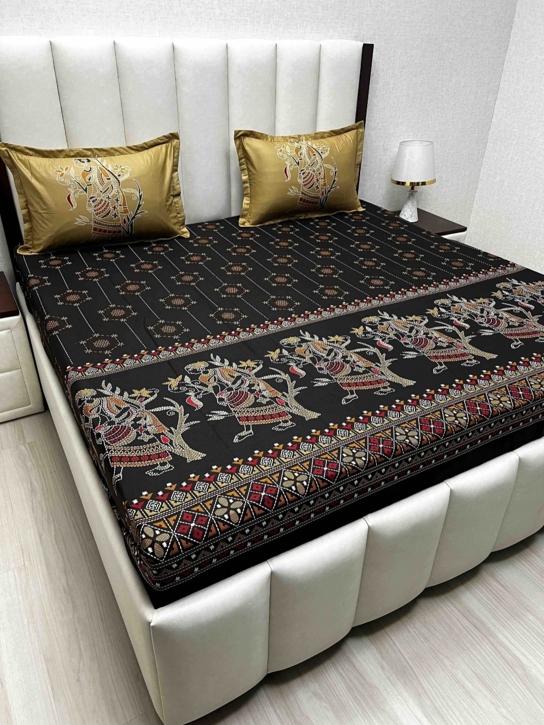 

Pure Decor Royal Lifestyle 350 TC Pure Cotton King Bedsheet Set-2.74 m x 2.74 m, Brown