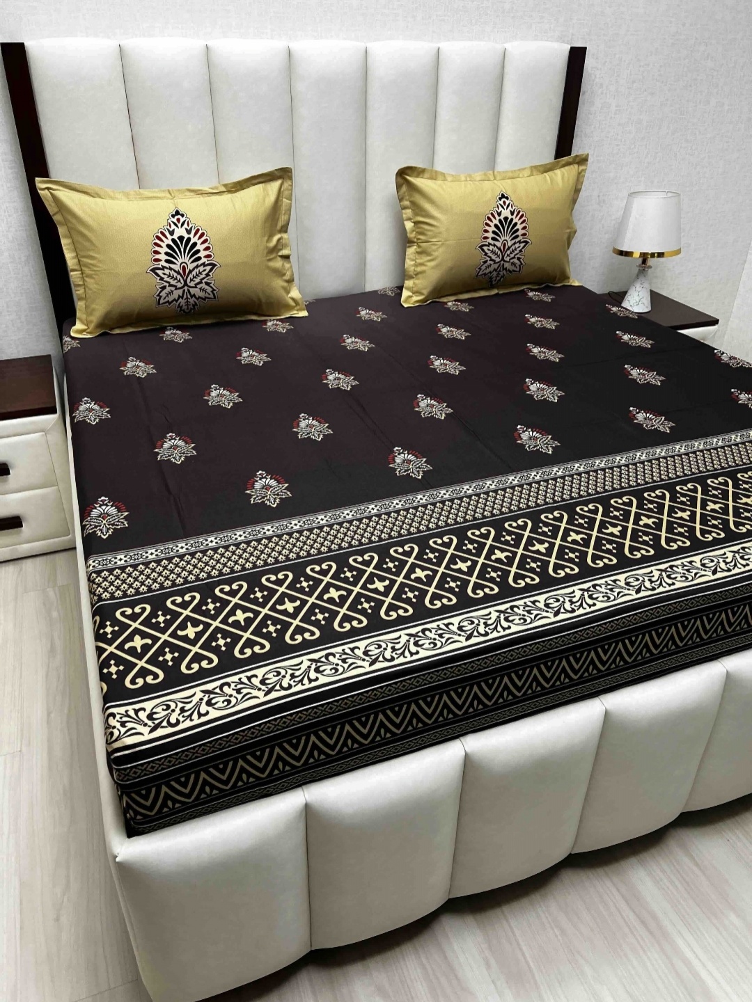 Pure Decor Royal Lifestyle 350 TC Pure Cotton King Bedsheet Set-2.74 m x 2.74 m, Brown