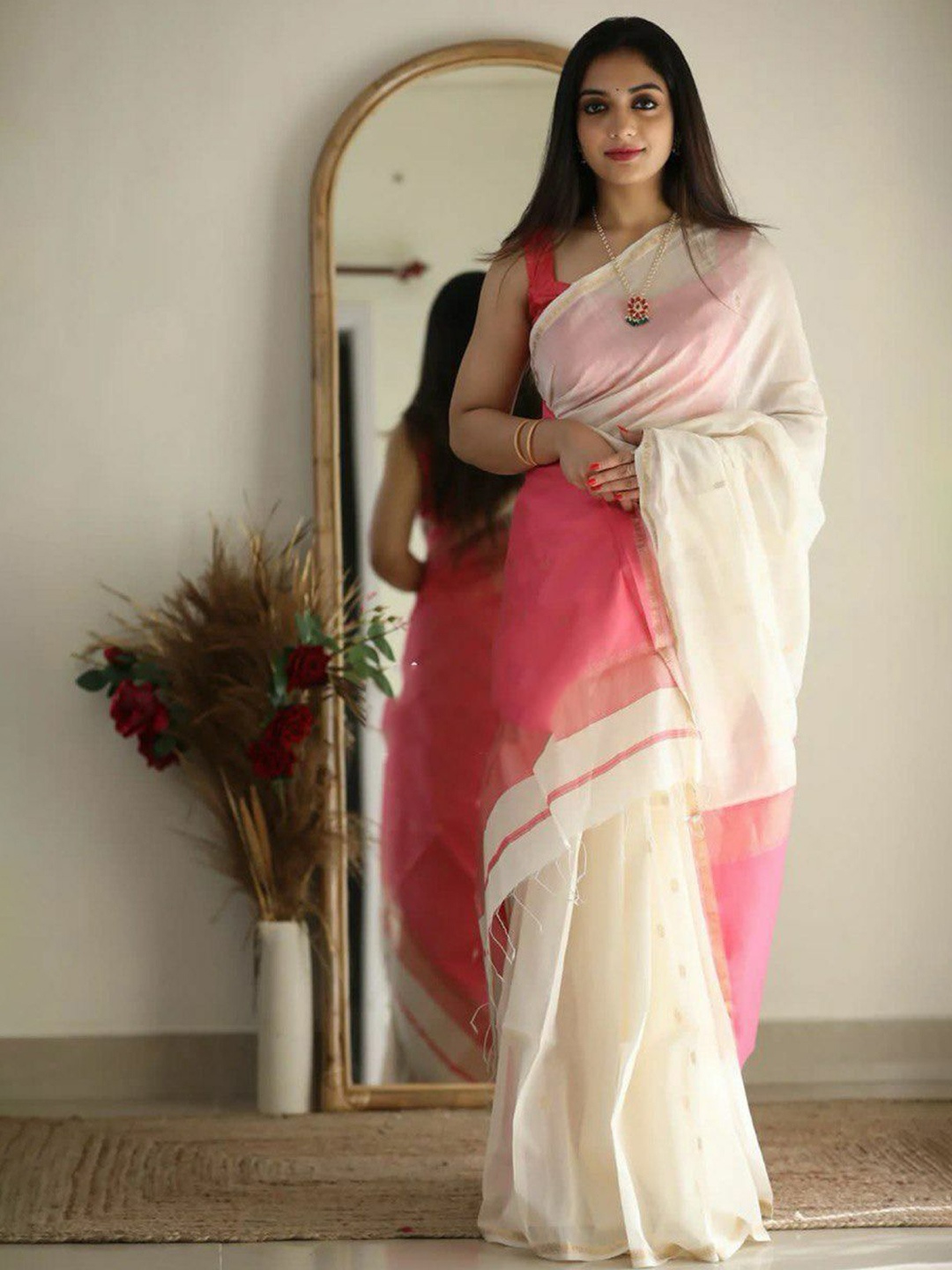 

KALINI Woven Design Banarasi Saree, White