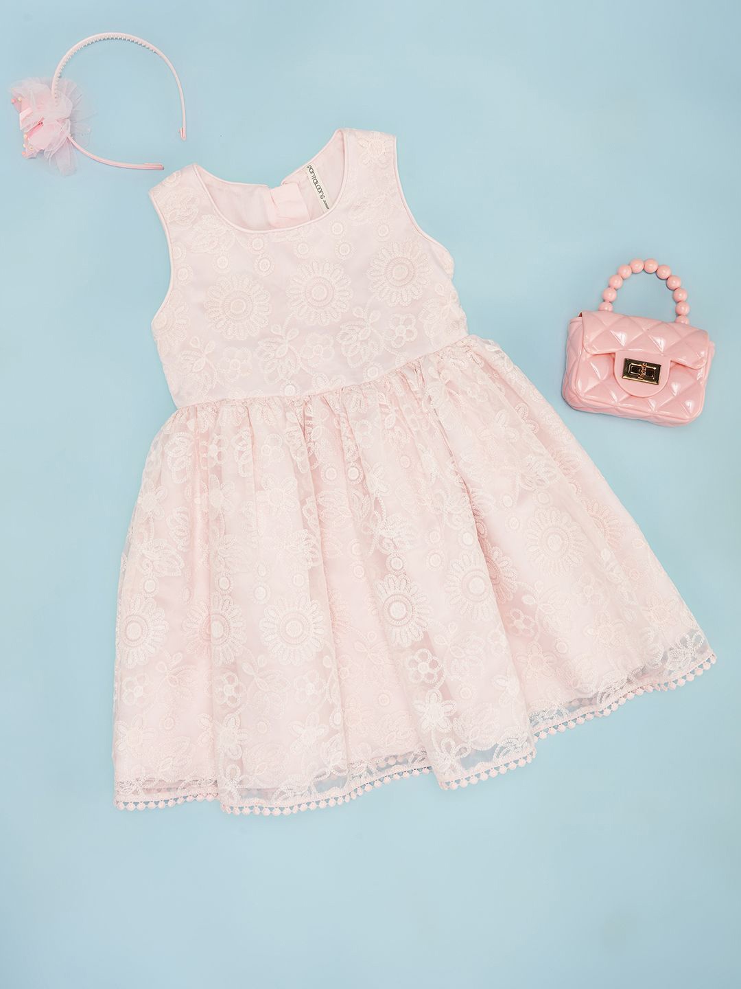 

Pantaloons Junior Girls Self Design Fit & Flare Dress, Pink