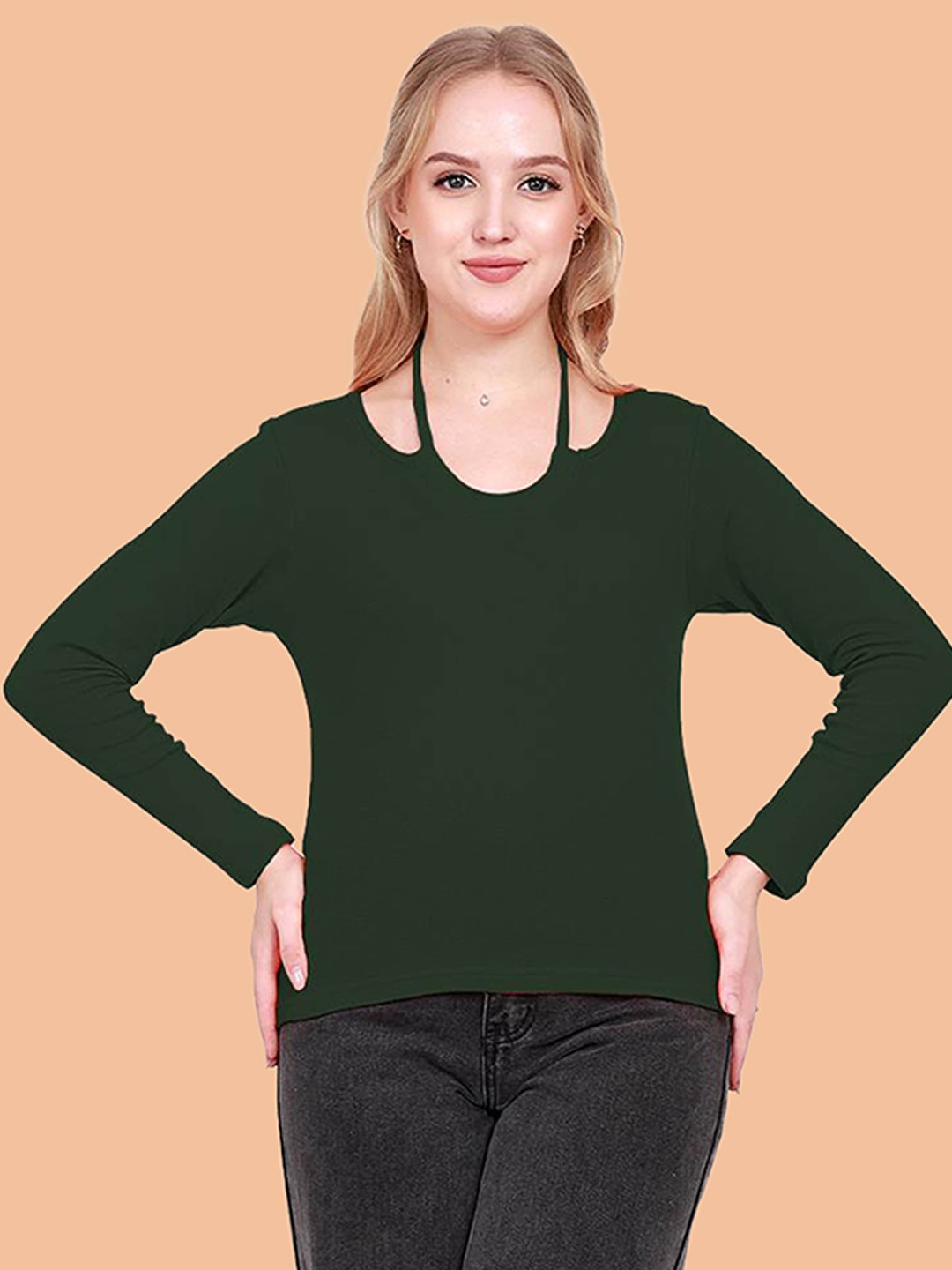 

BAESD Round Neck Regular Top, Green
