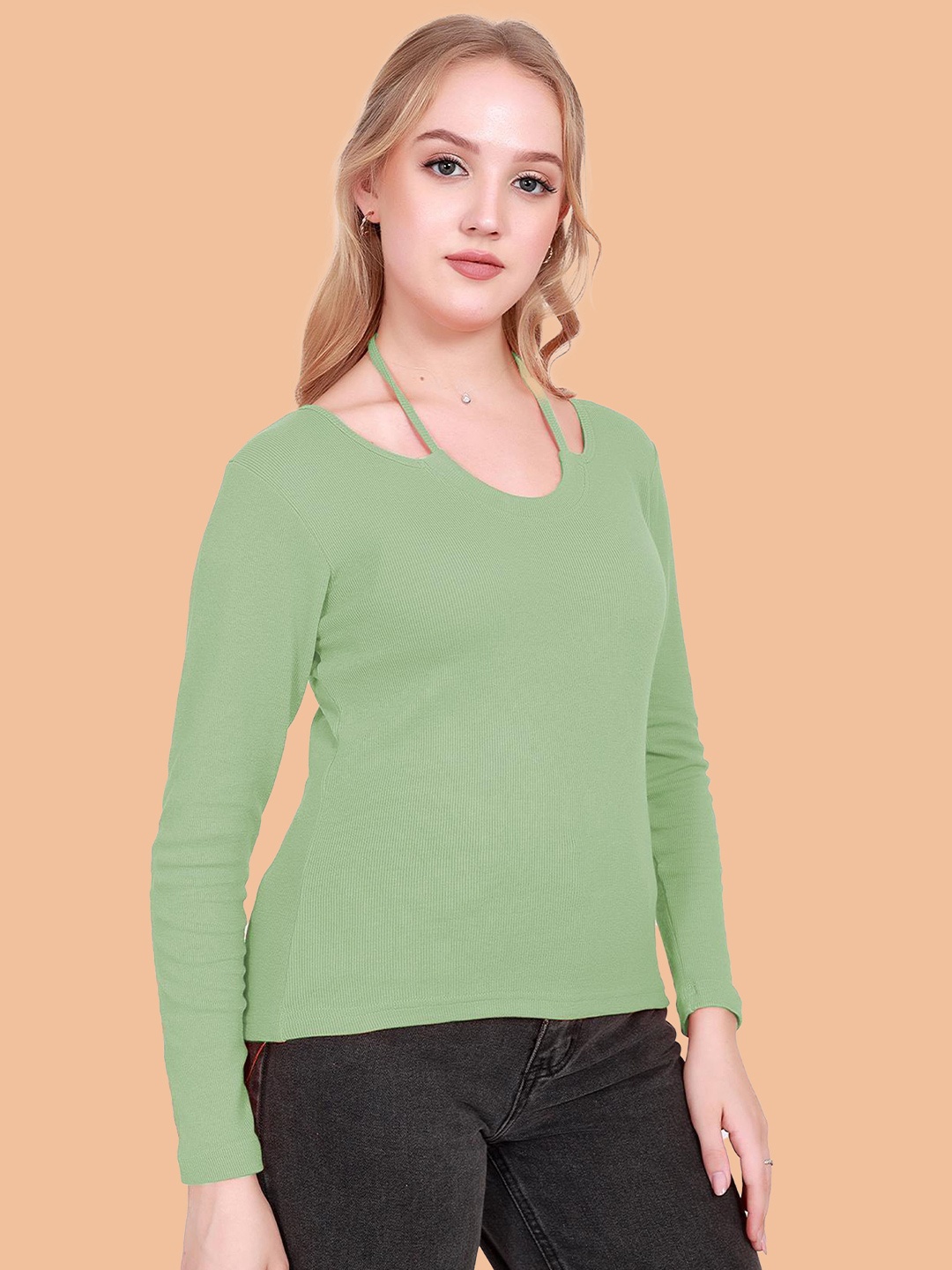 

BAESD Women Full Sleeves Knot Style Top, Green