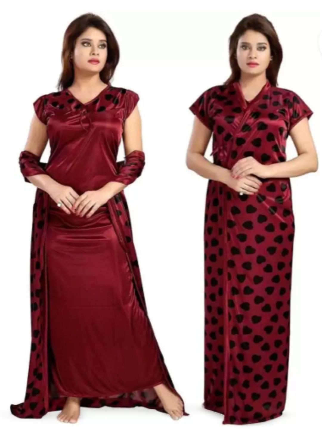 

UWNAQA Women Printed Maxi Nightdress, Maroon
