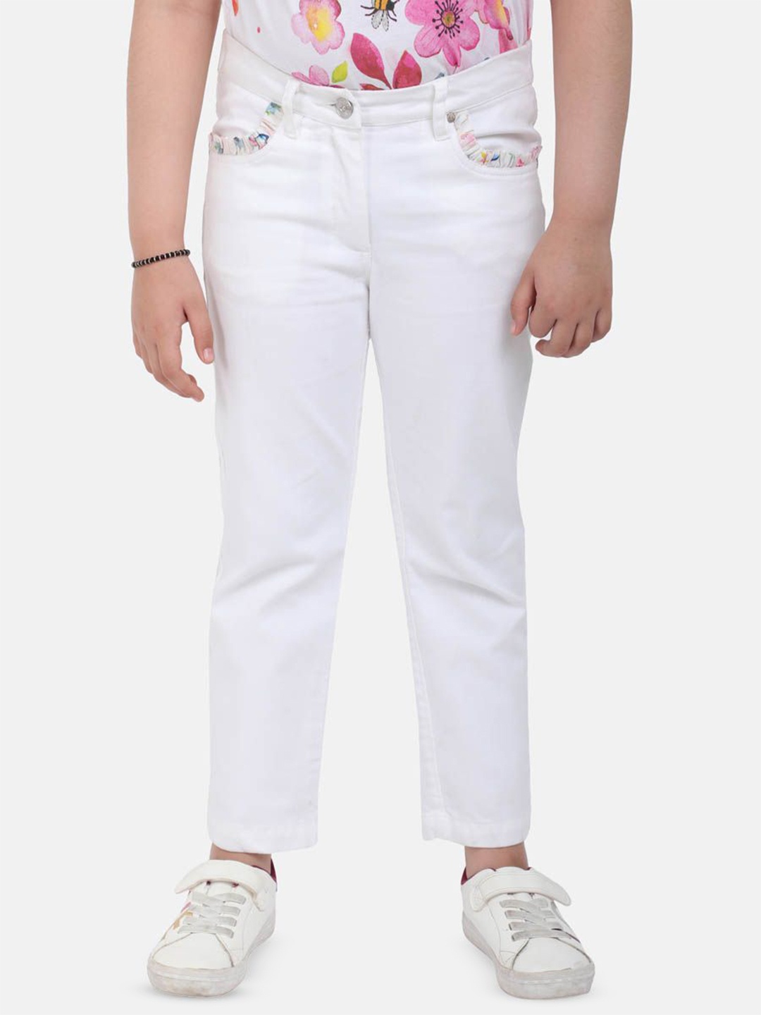 

One Friday Girls Relaxed Chinos Trousers, Off white