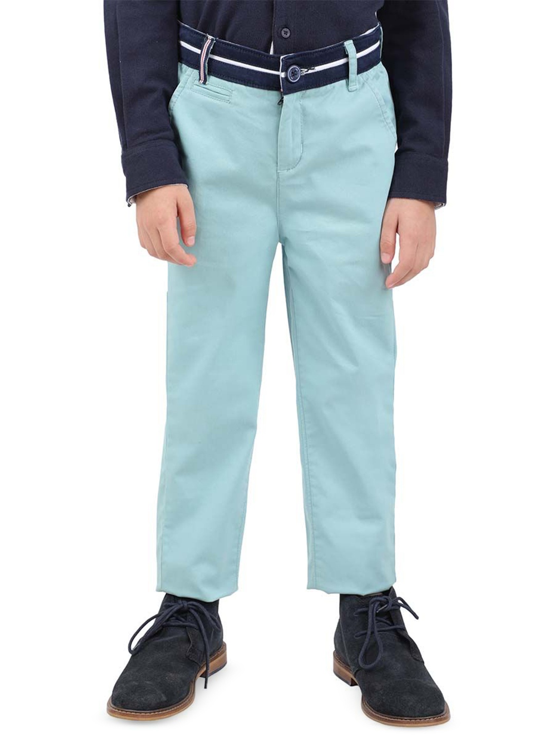 

One Friday Boys Cotton Aqua Blue Trouser, Green