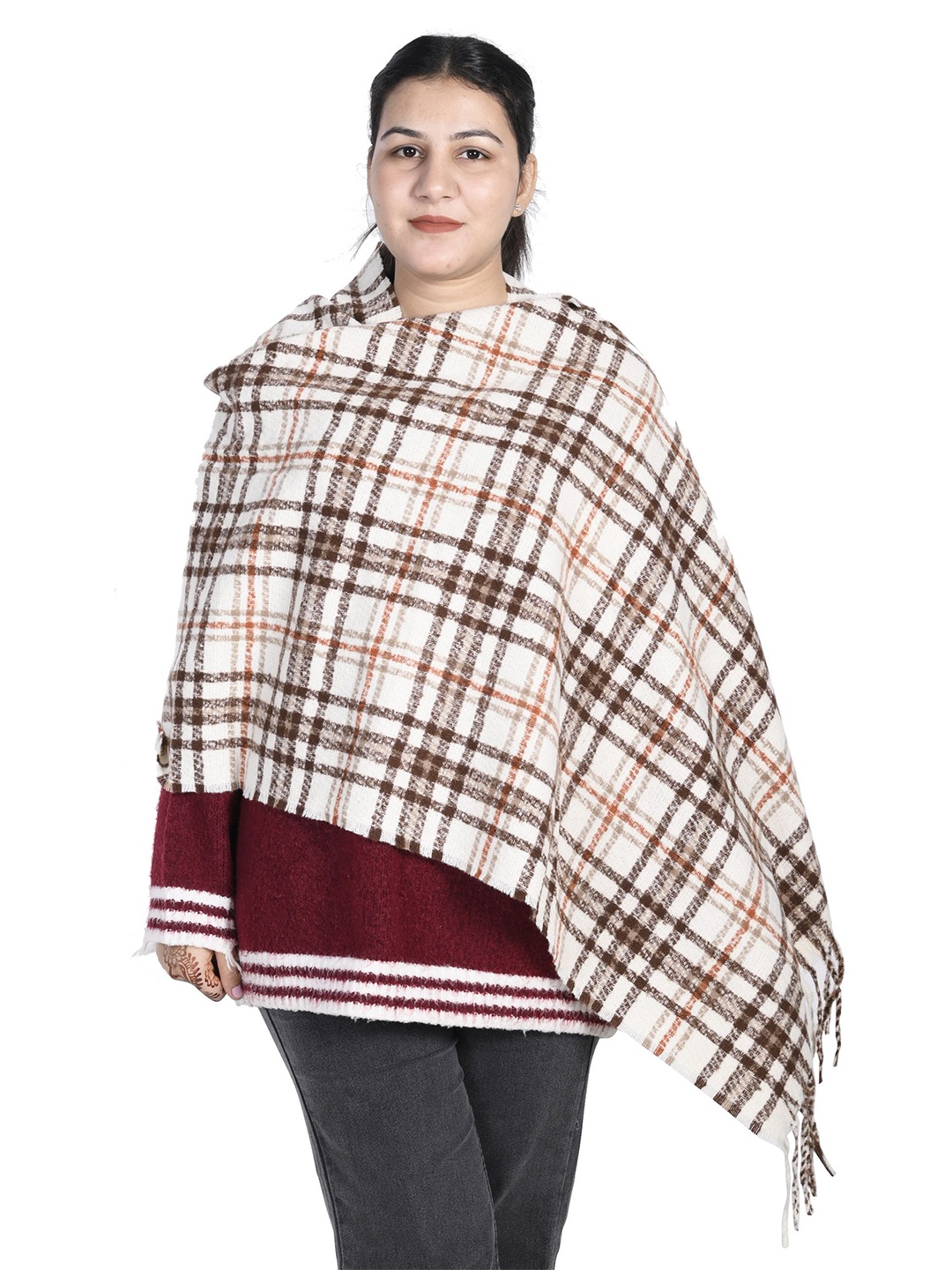 

Cazzano Women Checked Stole, White