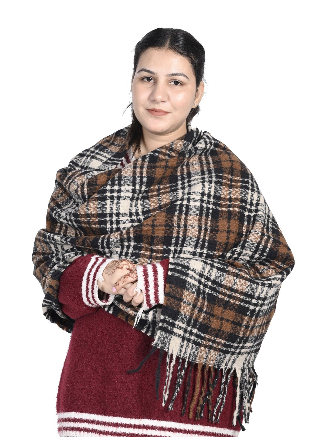 

Cazzano Women Checked Stole, White