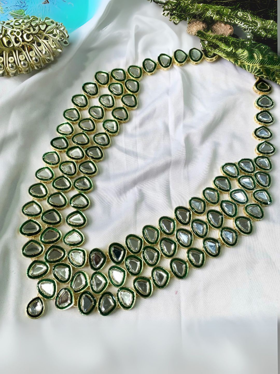 

I Jewels Men Gold Plated Necklace, Green