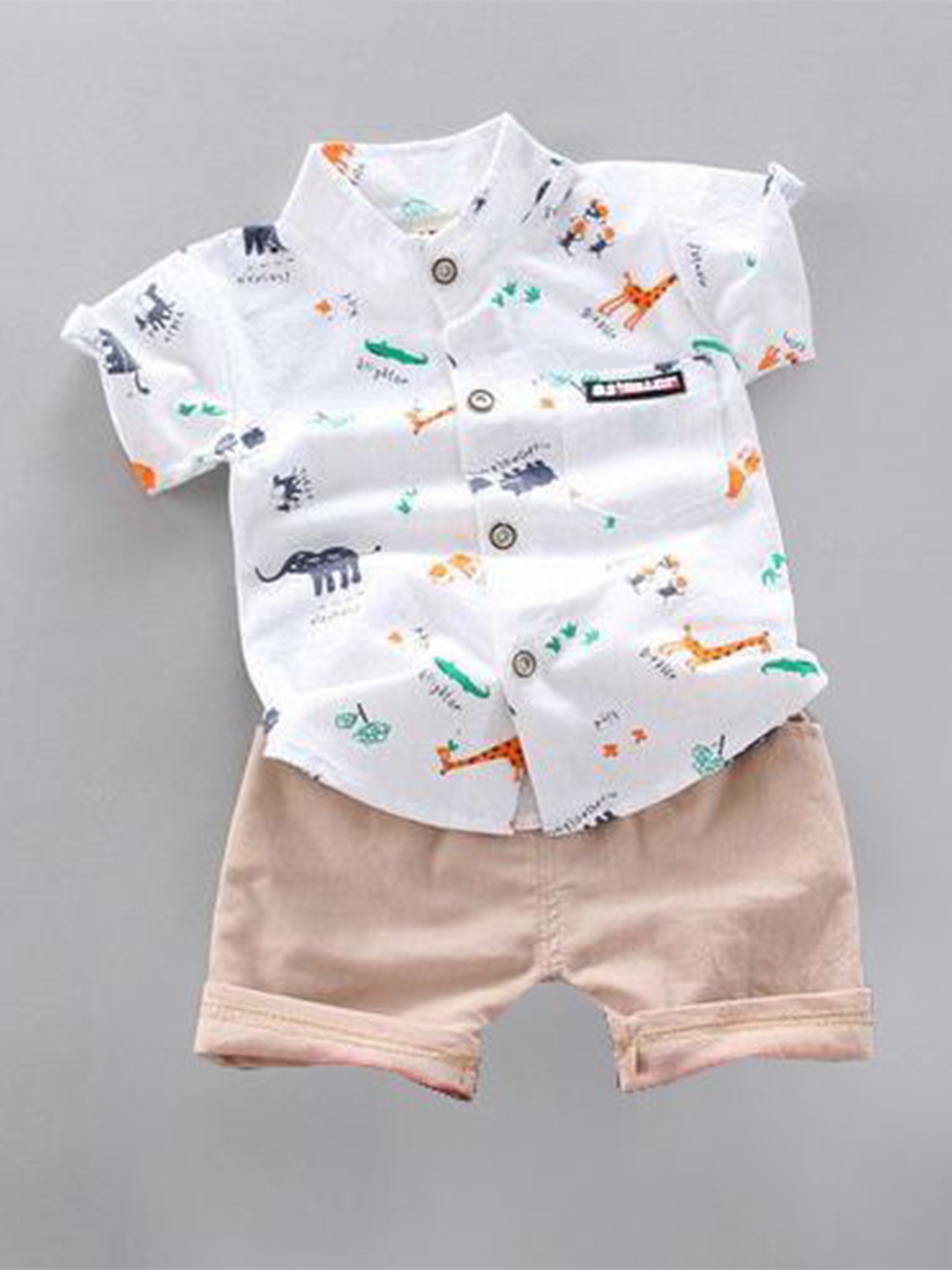 

DANGAR Unisex Kids Printed Shirt with Shorts, White