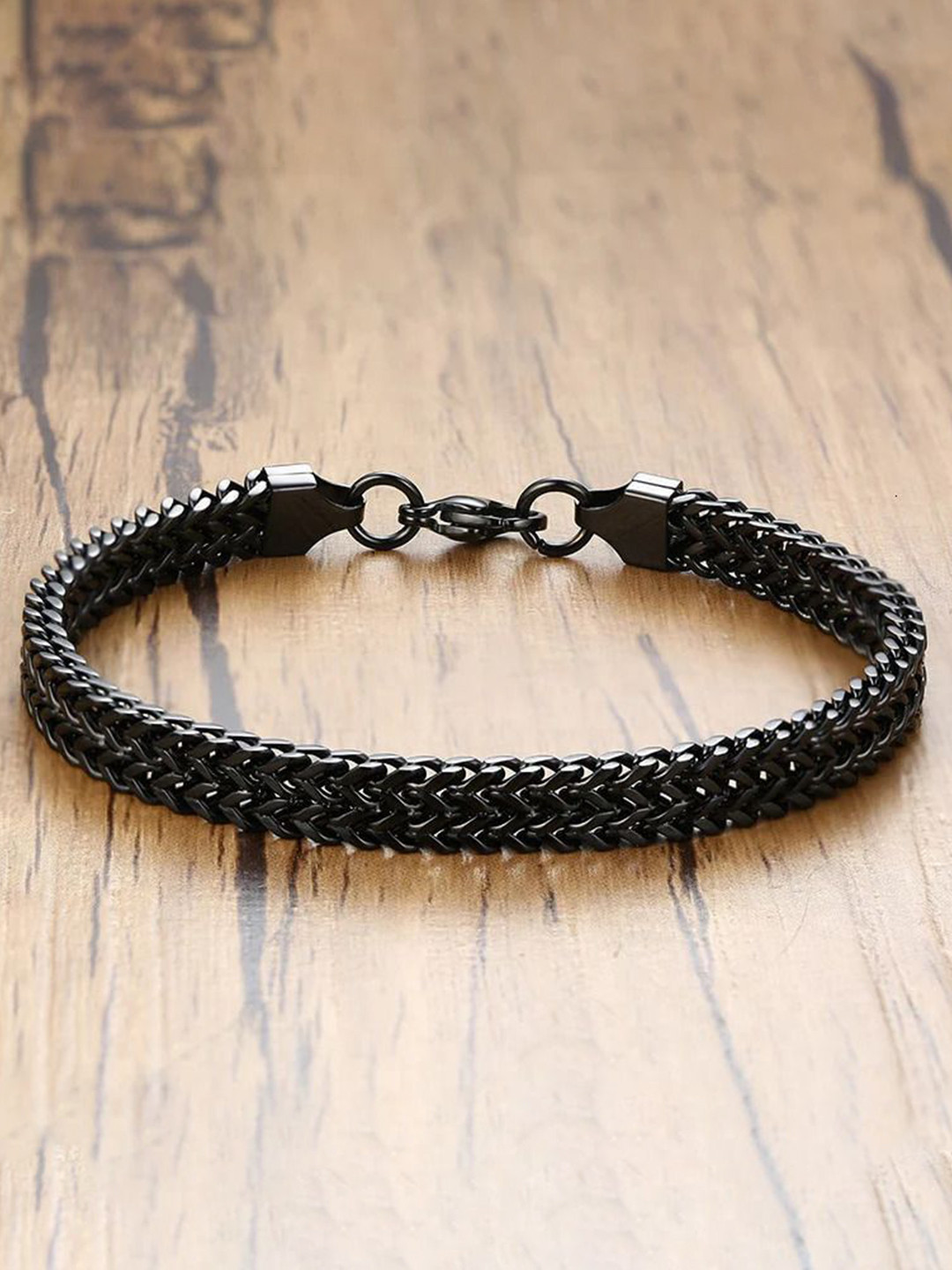 

Fashion Frill Men Stainless Steel Wraparound Bracelet, Black