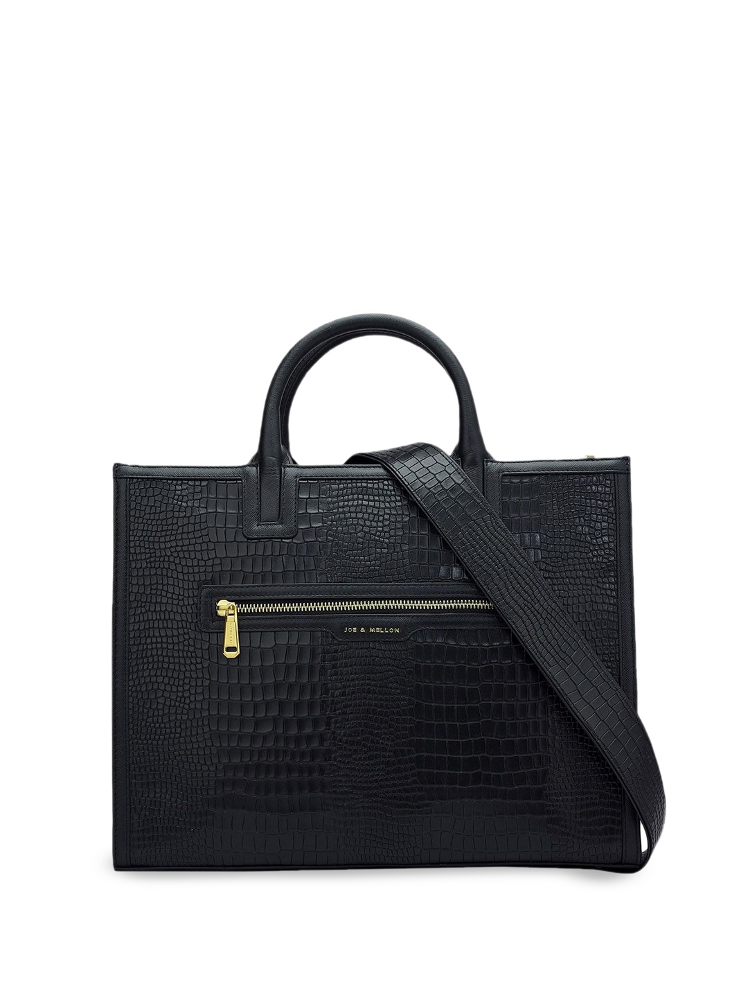 

Joe & Mellon Women Textured Structured Leather Handheld Bag, Black