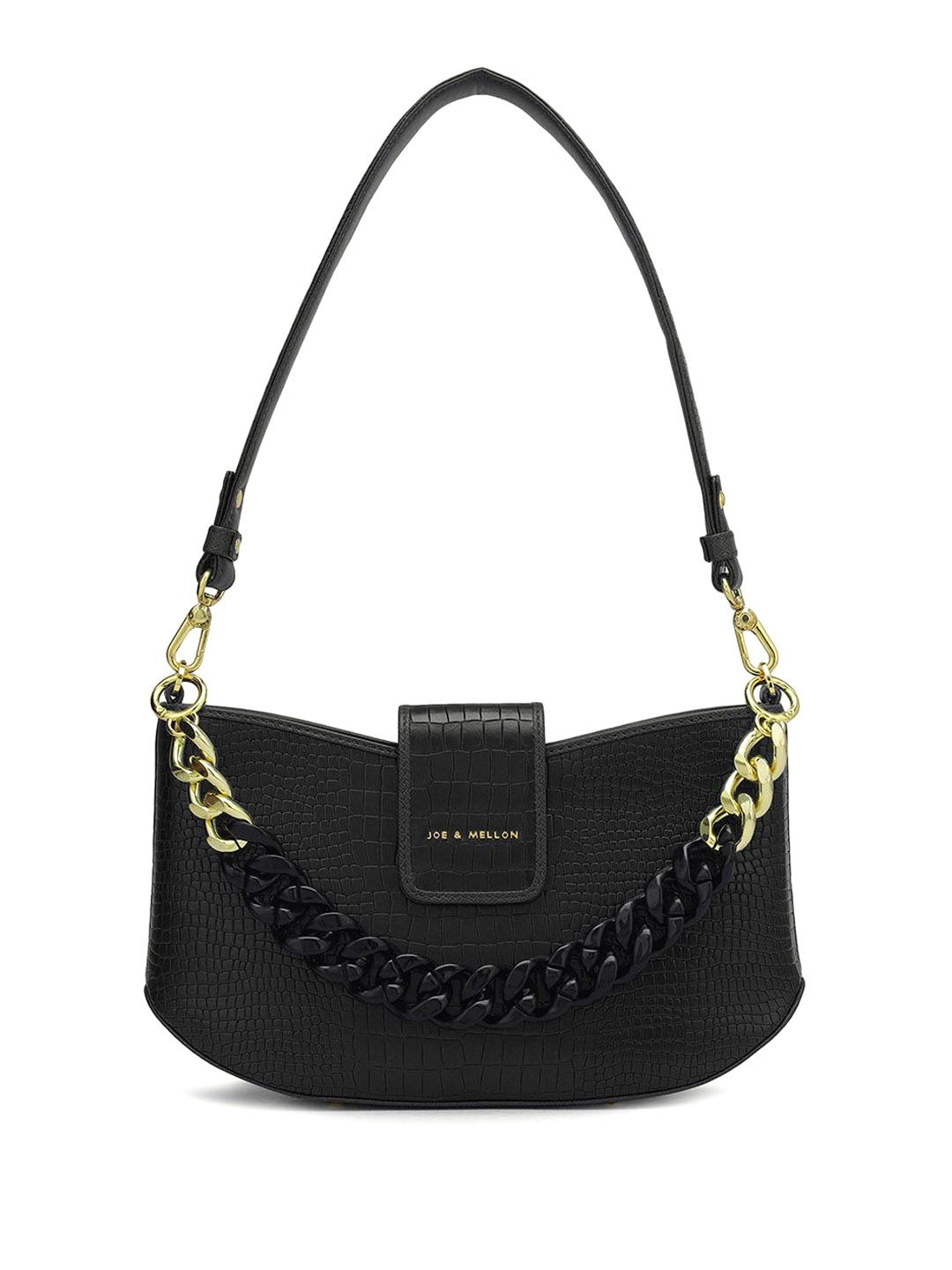 

Joe & Mellon Women Textured Structured Leather Shoulder Bag, Black