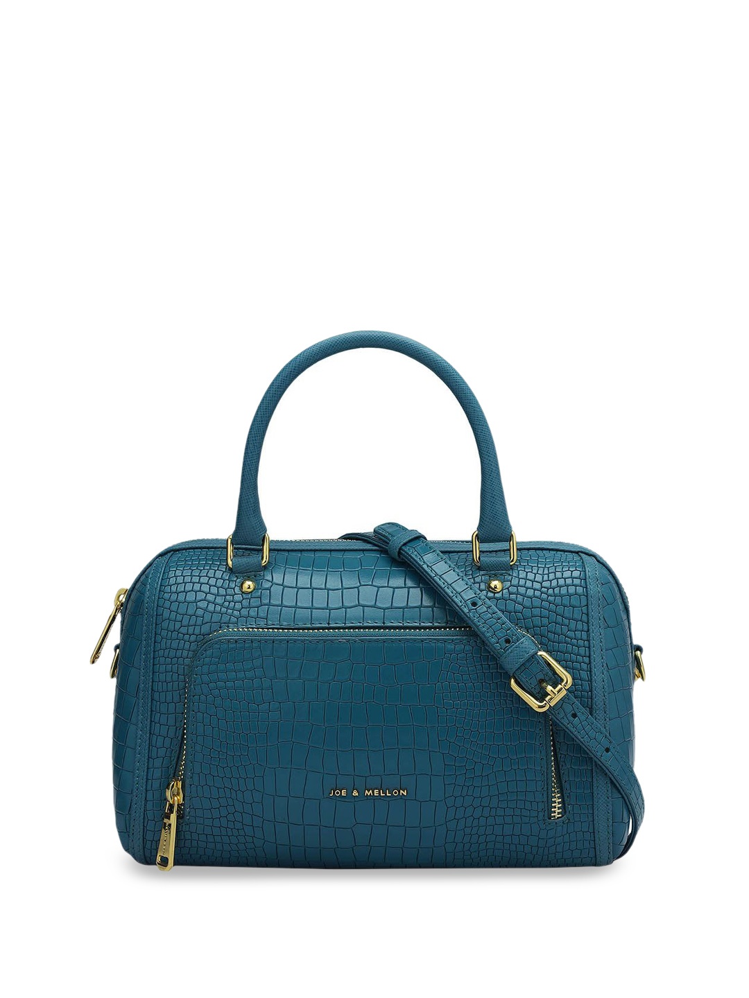 

Joe & Mellon Women Textured Bowling Leather Handheld Bag, Blue