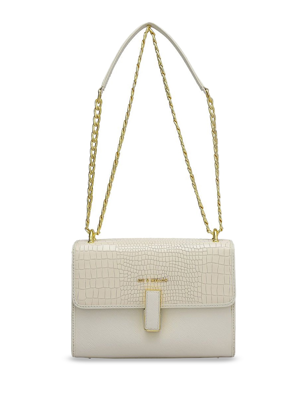 

Joe & Mellon Women Textured Structured Leather Sling Bag, White