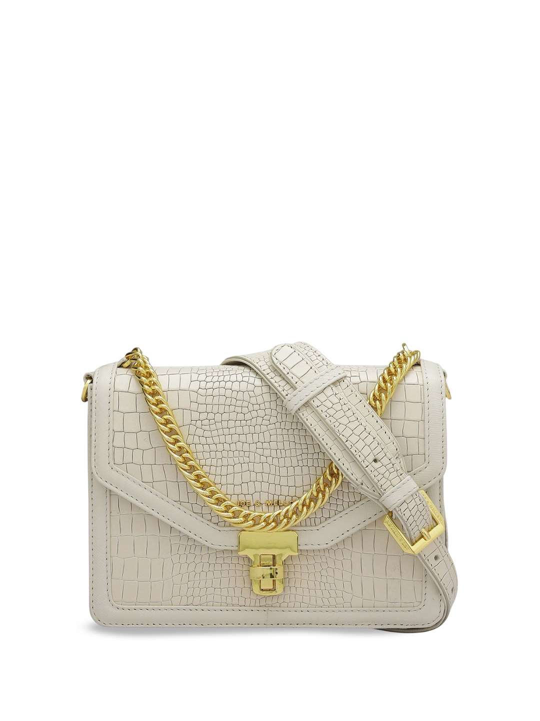 

Joe & Mellon Women Textured Crossbody Leather Sling Bag, White