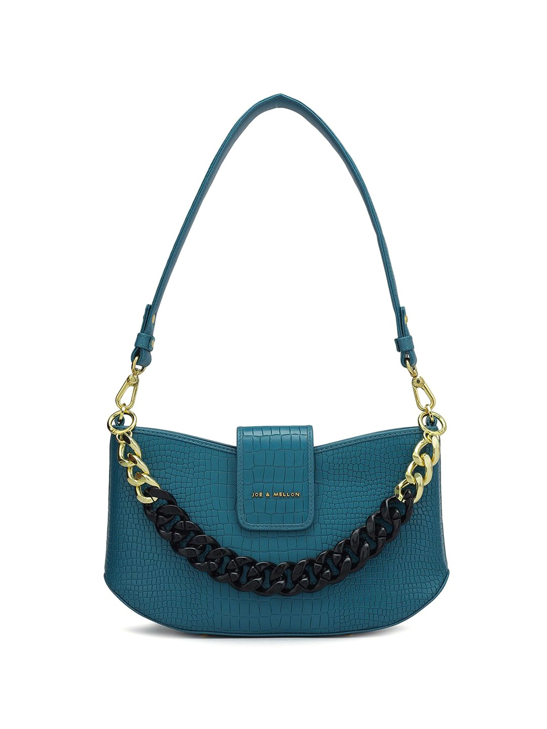 

Joe & Mellon Women Textured Structured Leather Shoulder Bag, Blue