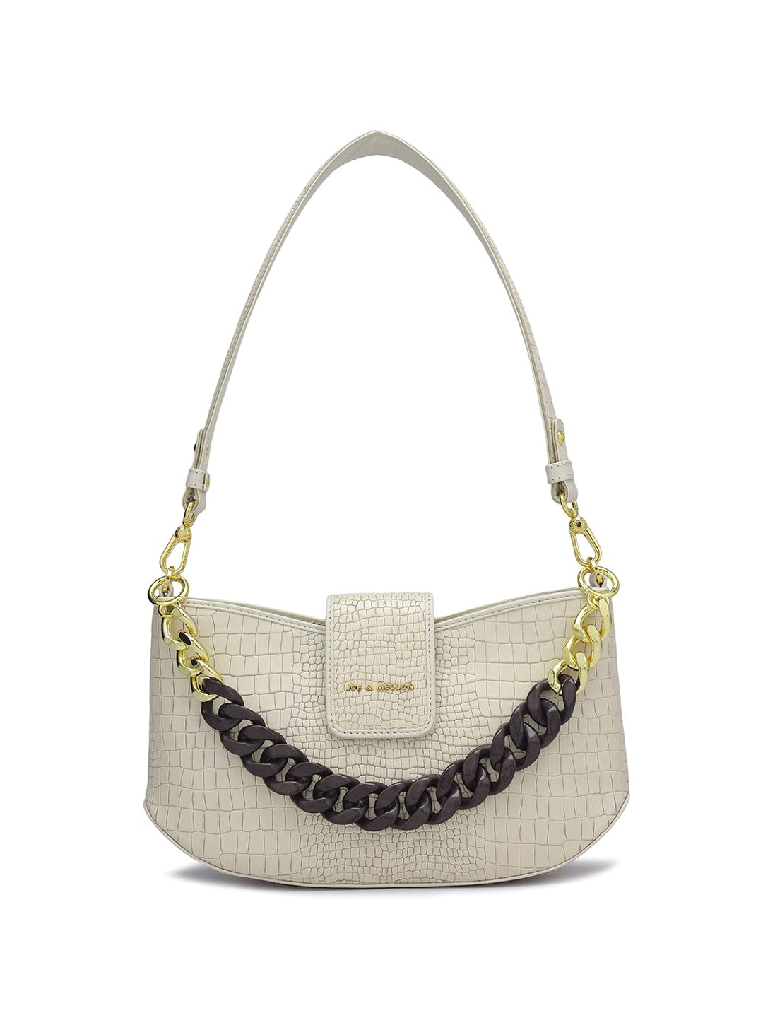 

Joe & Mellon Women Textured Structured Leather Shoulder Bag, White