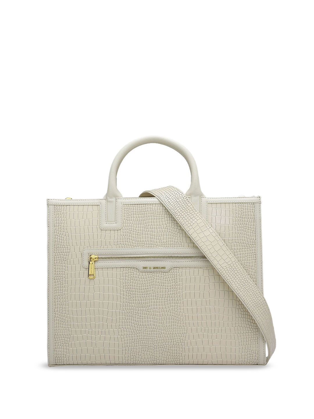 

Joe & Mellon Women Textured Structured Leather Shoulder Bag, White