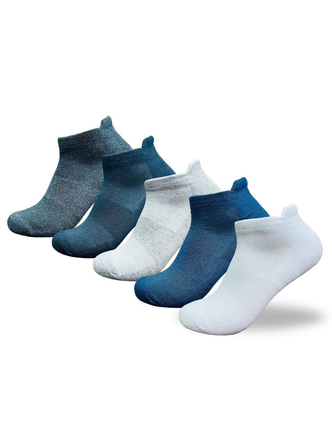

HRX by Hrithik Roshan Unisex Pack of 5 Assorted Ankle Length Socks, Blue
