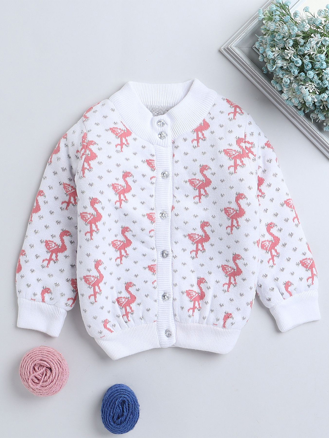 

Yellow Apple Girls Woollen Cardigan, White