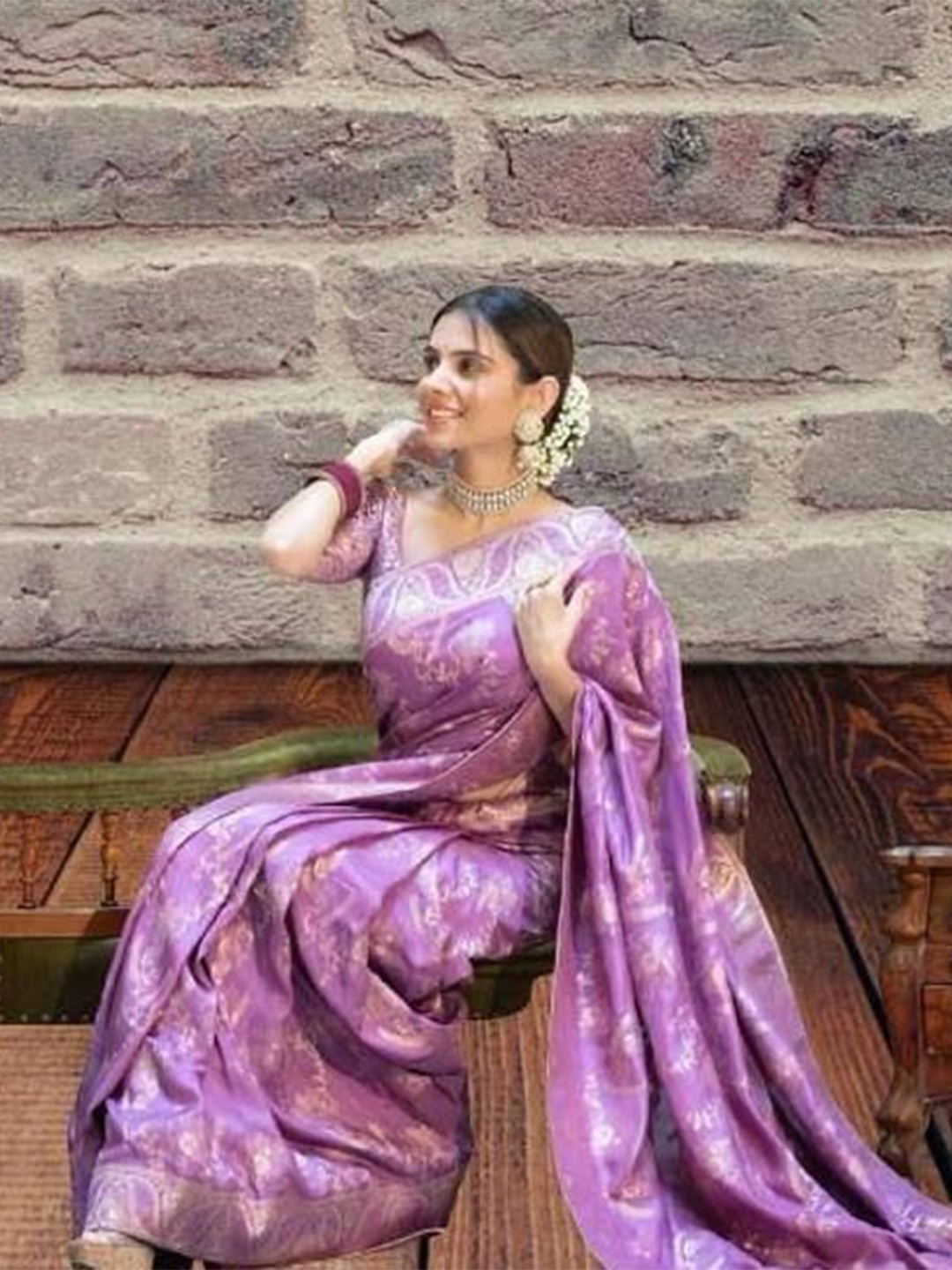 

Rujave Ethnic Motifs Zari Kanjeevaram Saree, Purple