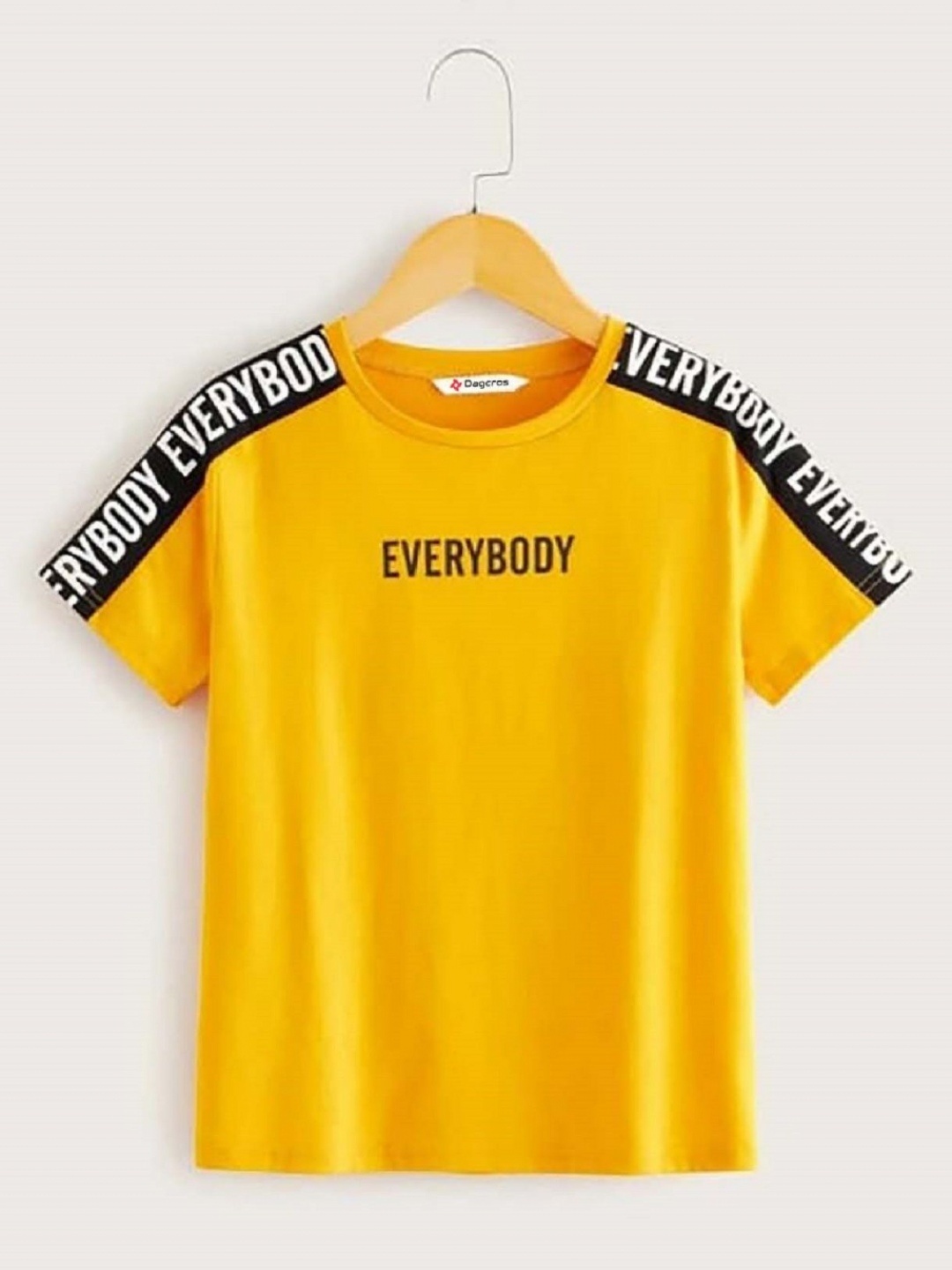 

Dagcros Boys Typography Printed Pure Cotton T-shirt, Yellow