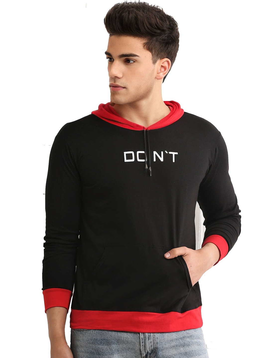 

Dagcros Boys Solid Hooded Cotton Casual Sweatshirt, Black