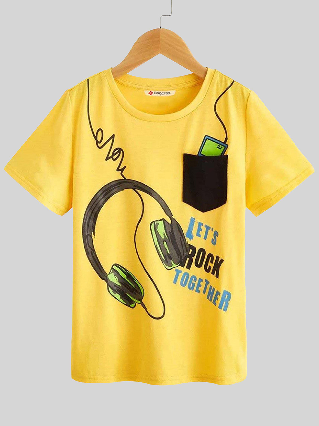

Dagcros Boys Graphic Printed Pure Cotton T-shirt, Yellow